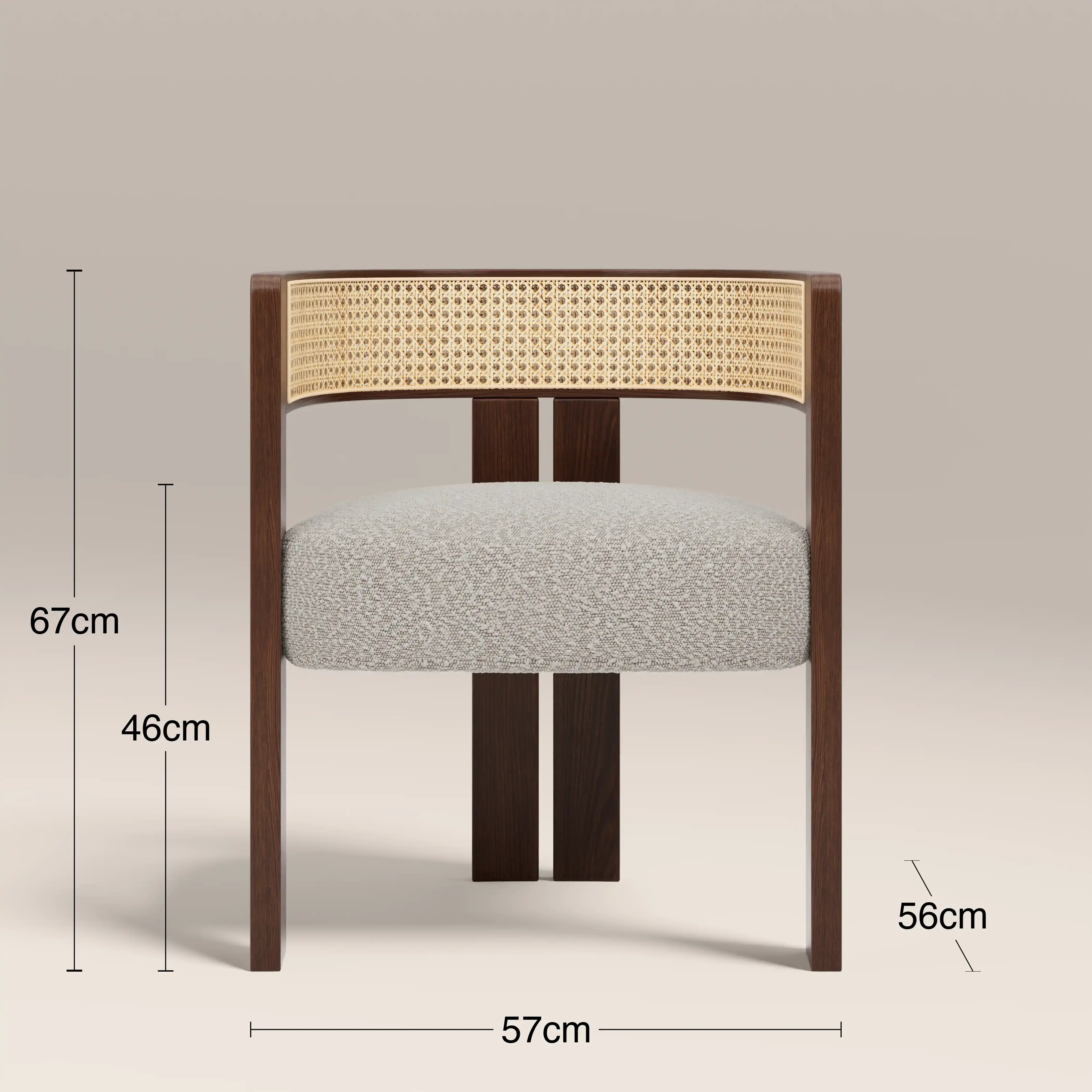 Clifton Wooden Carver Dining Chair | Speckled Stone Sustainable Boucle & Walnut - Image 8
