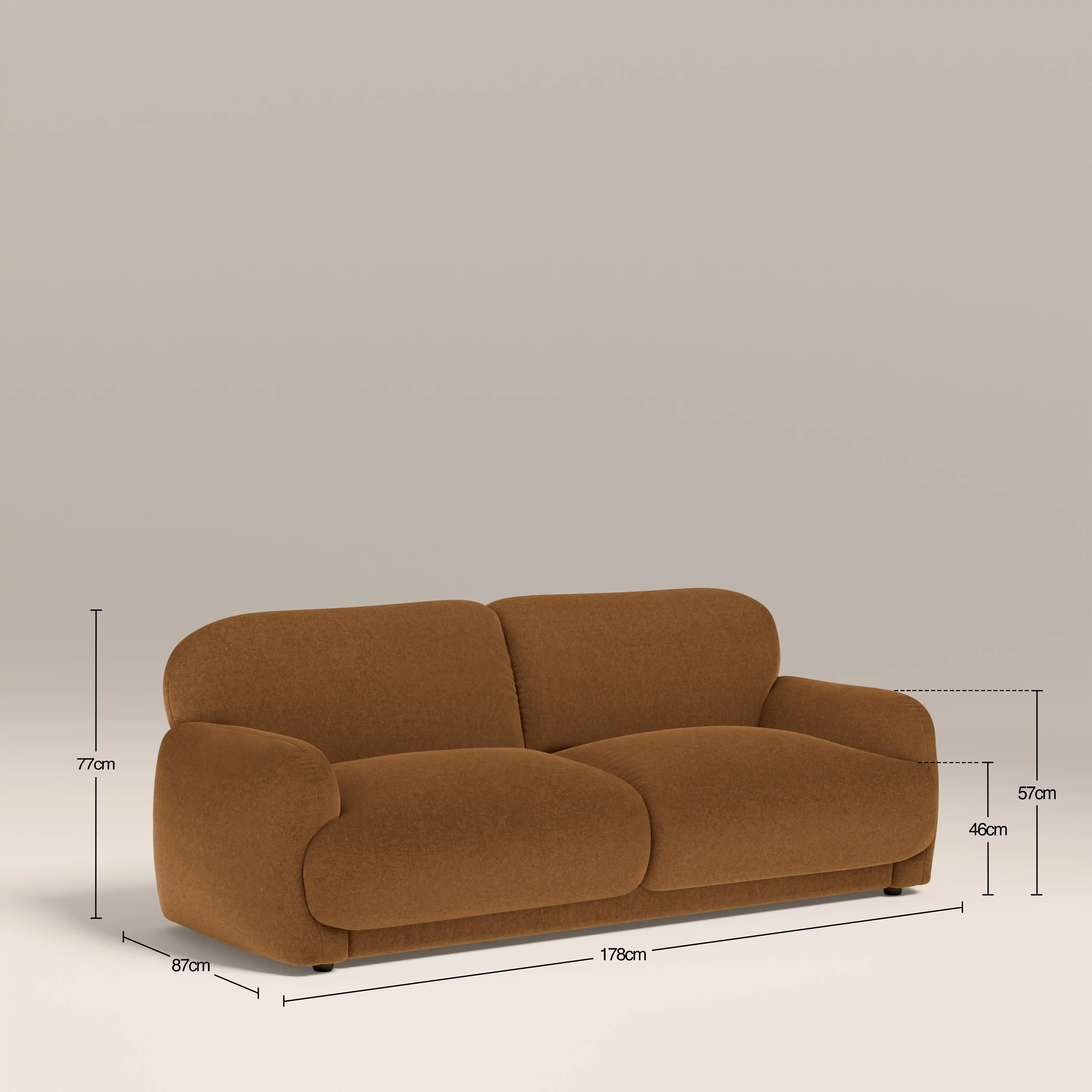 Cloud 2 Seater Sofa | Caramel Brown Sustainable Mohair Velvet - Image 8