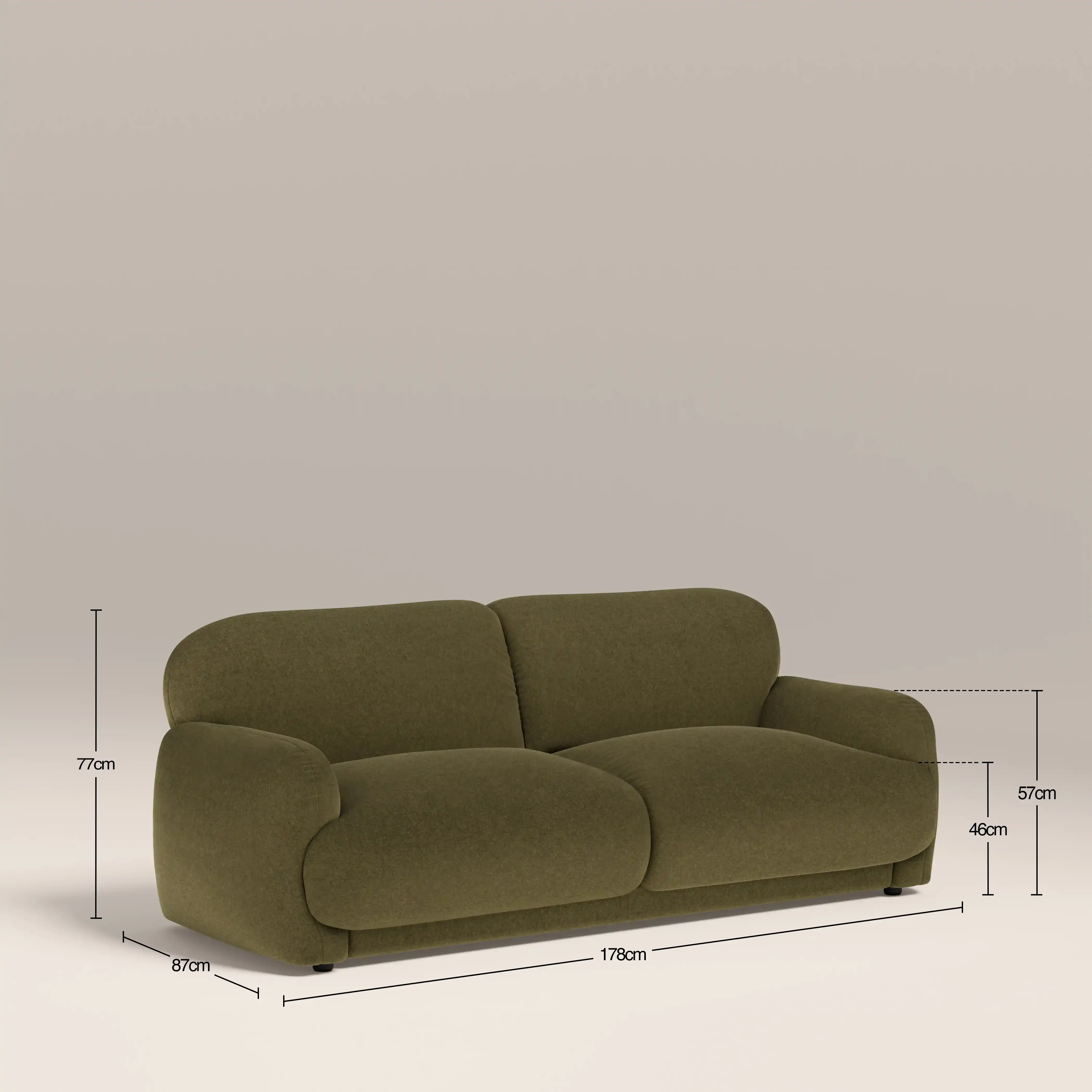 Cloud 2 Seater Sofa | Moss Green Sustainable Mohair Velvet - Image 8