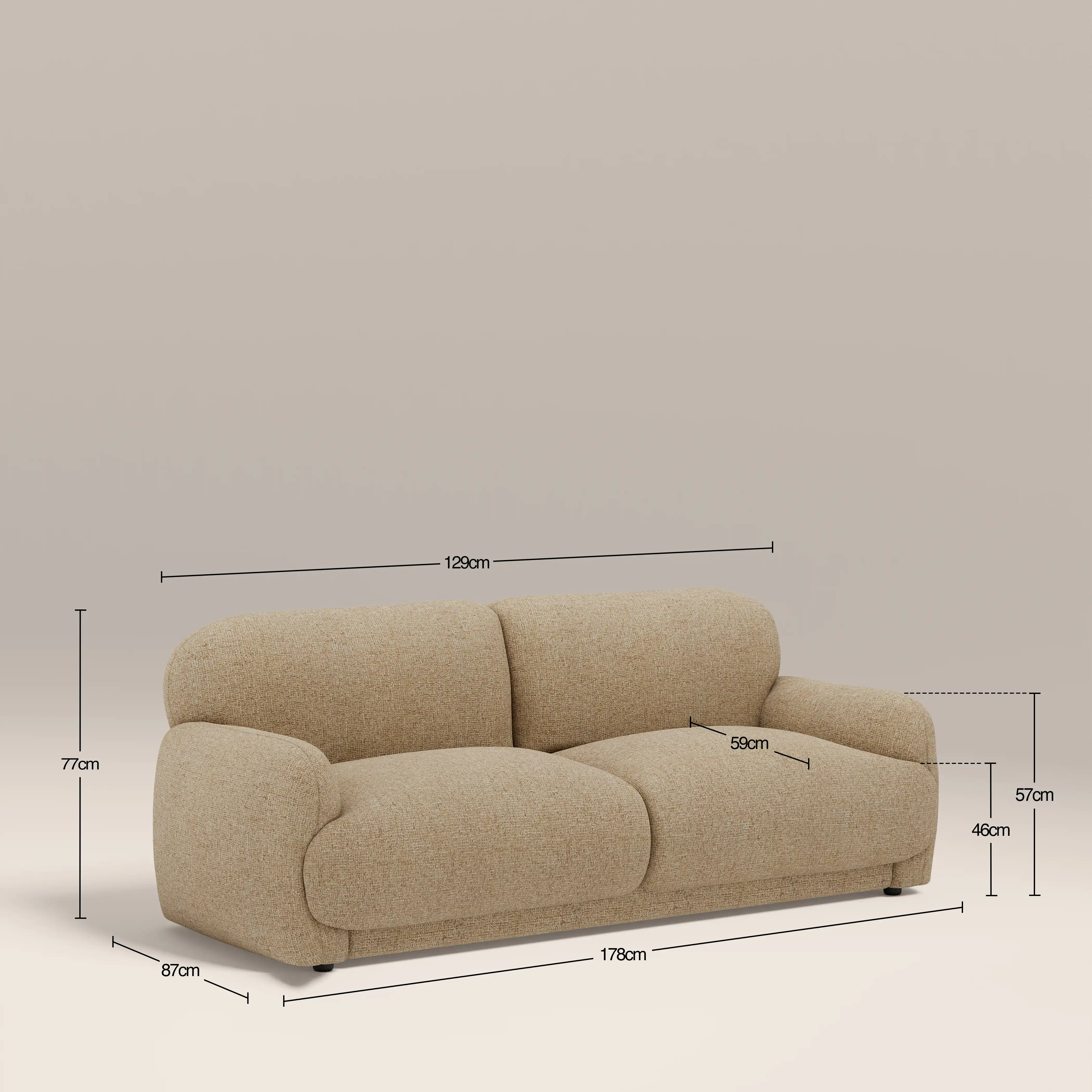 Cloud 2 Seater Sofa | Speckled Latte Boucle - Image 8