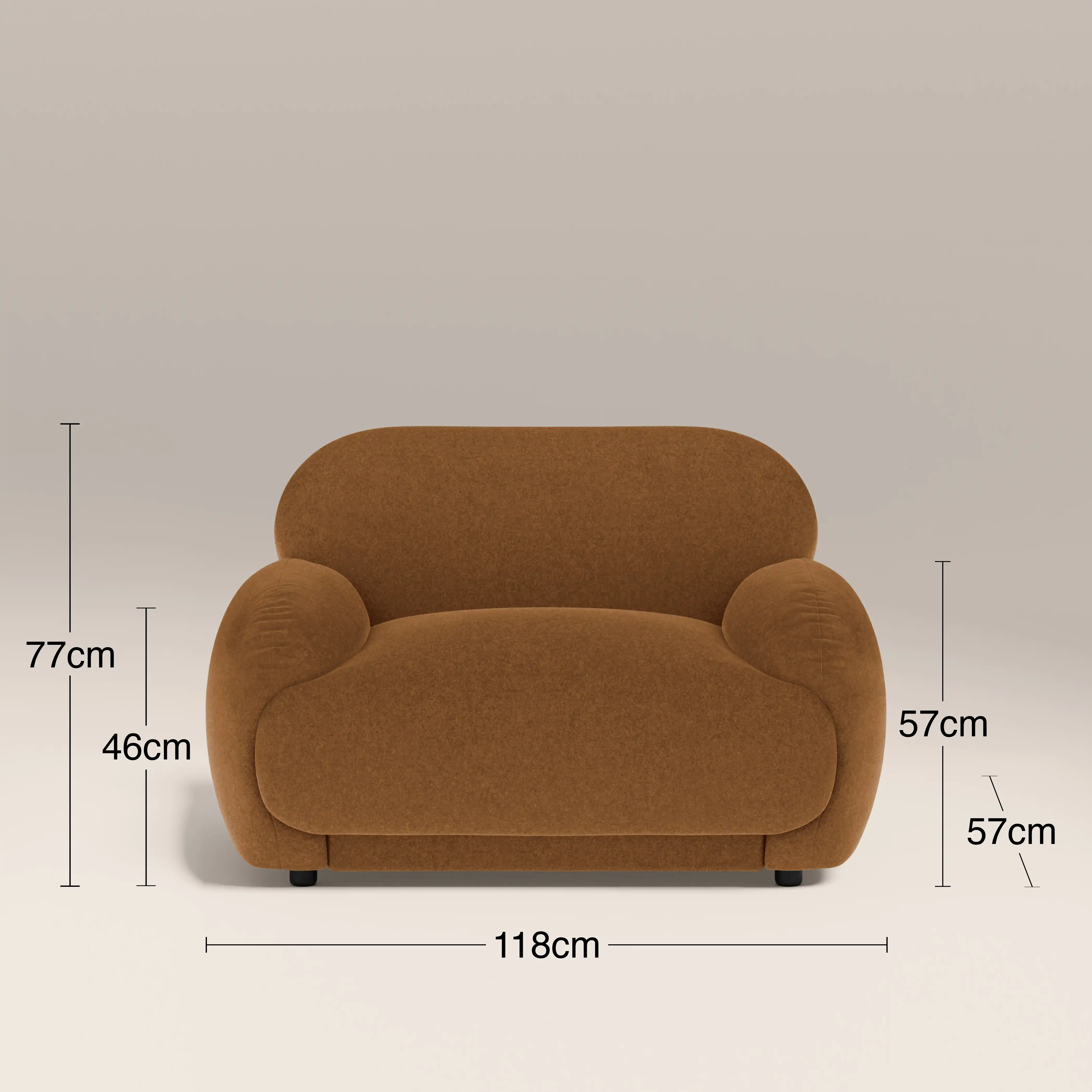 Cloud Armchair | Caramel Brown Sustainable Mohair Velvet - Image 8