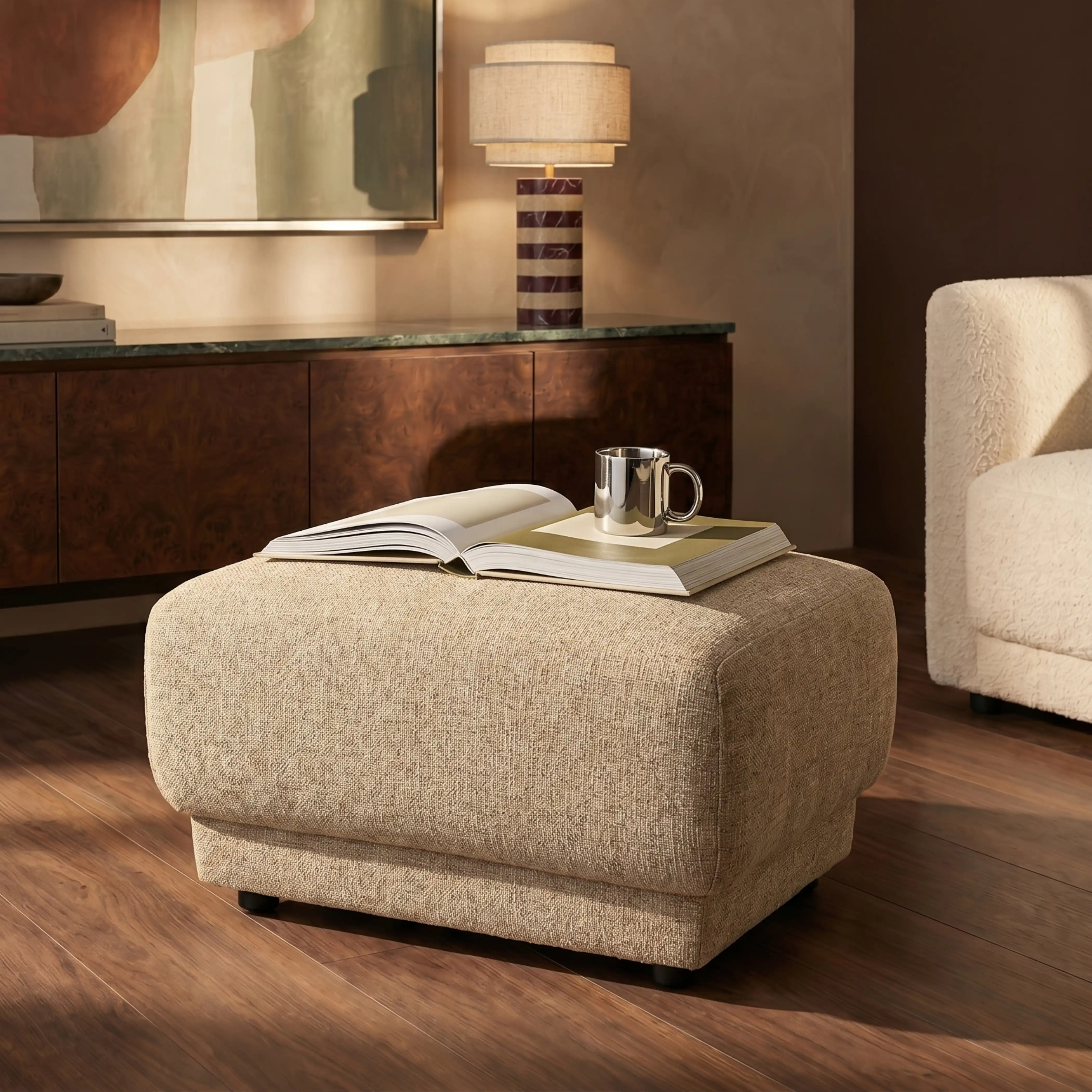 Cloud Footstool | Speckled Latte Boucle
