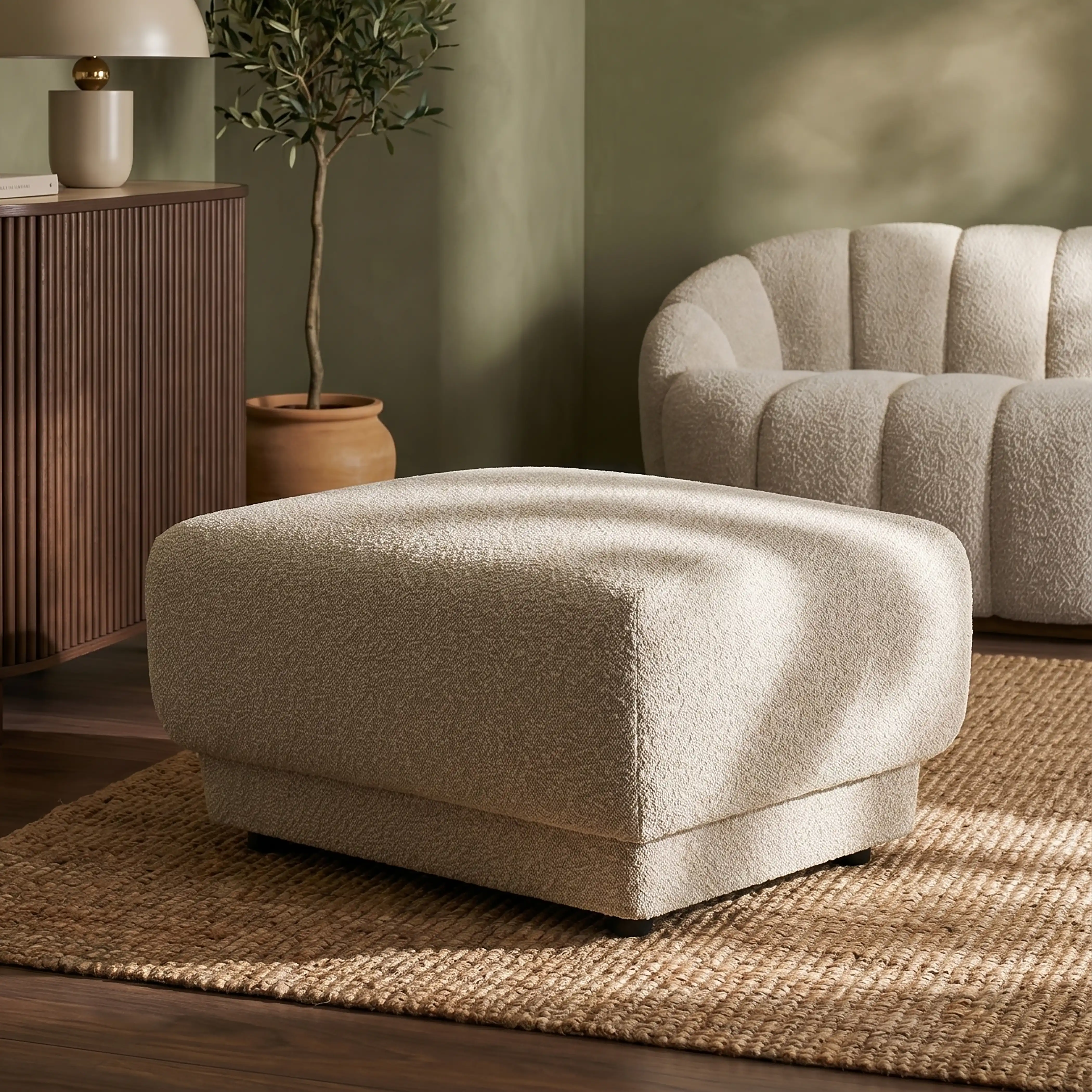 Cloud Footstool | Speckled Stone Sustainable Boucle - Image 2