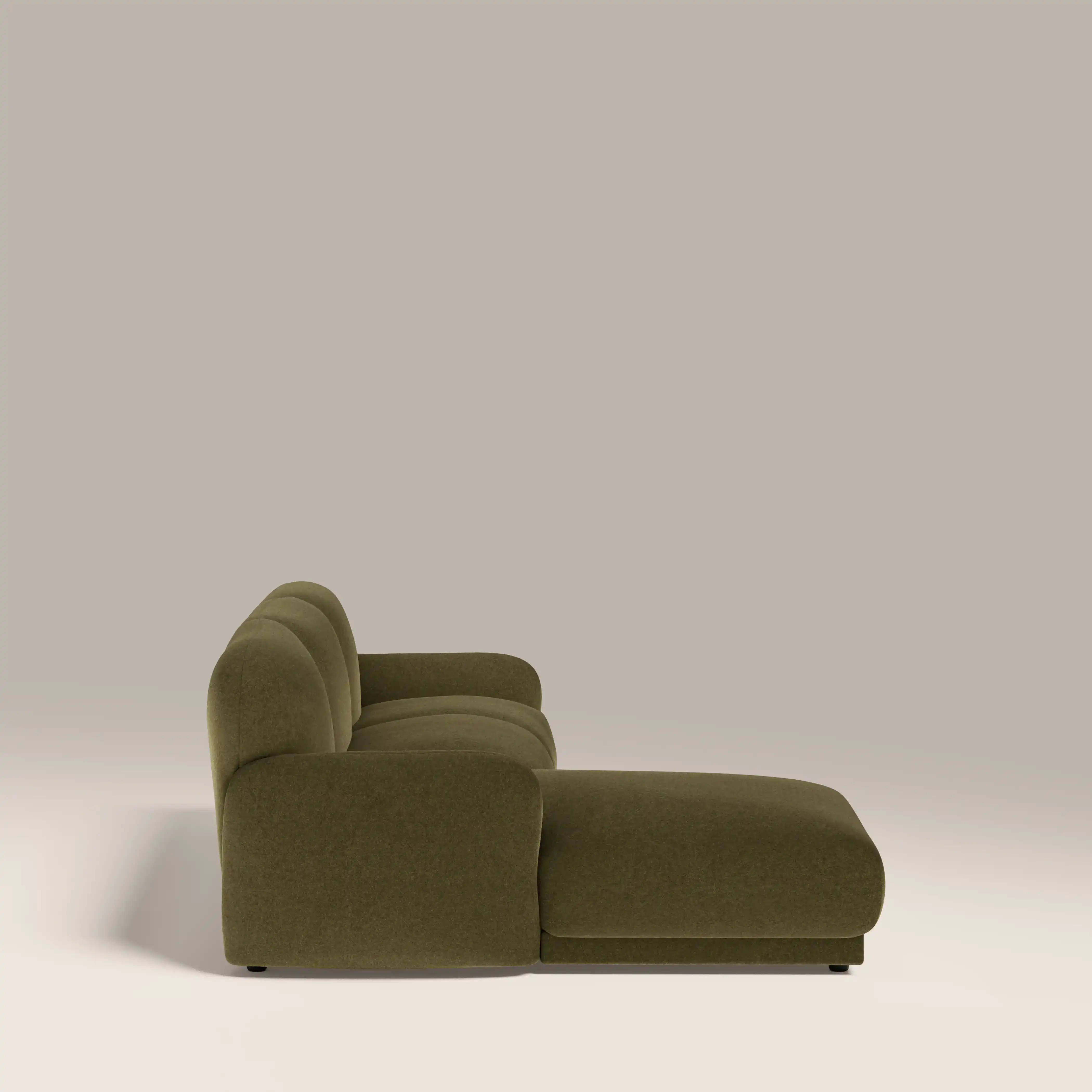 Cloud Left Hand Chaise Sofa | Moss Green Sustainable Mohair Velvet - Image 5