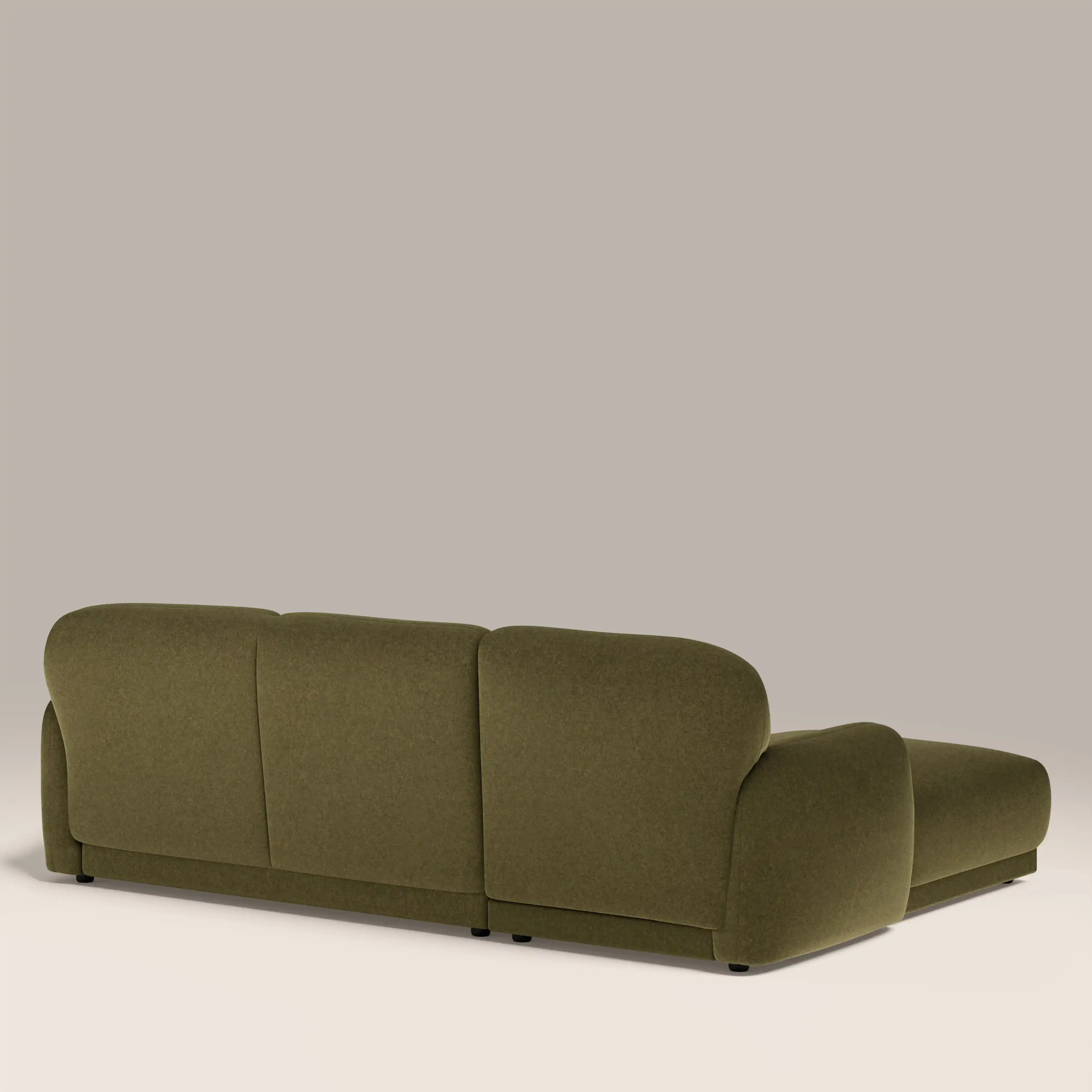 Cloud Left Hand Chaise Sofa | Moss Green Sustainable Mohair Velvet - Image 6
