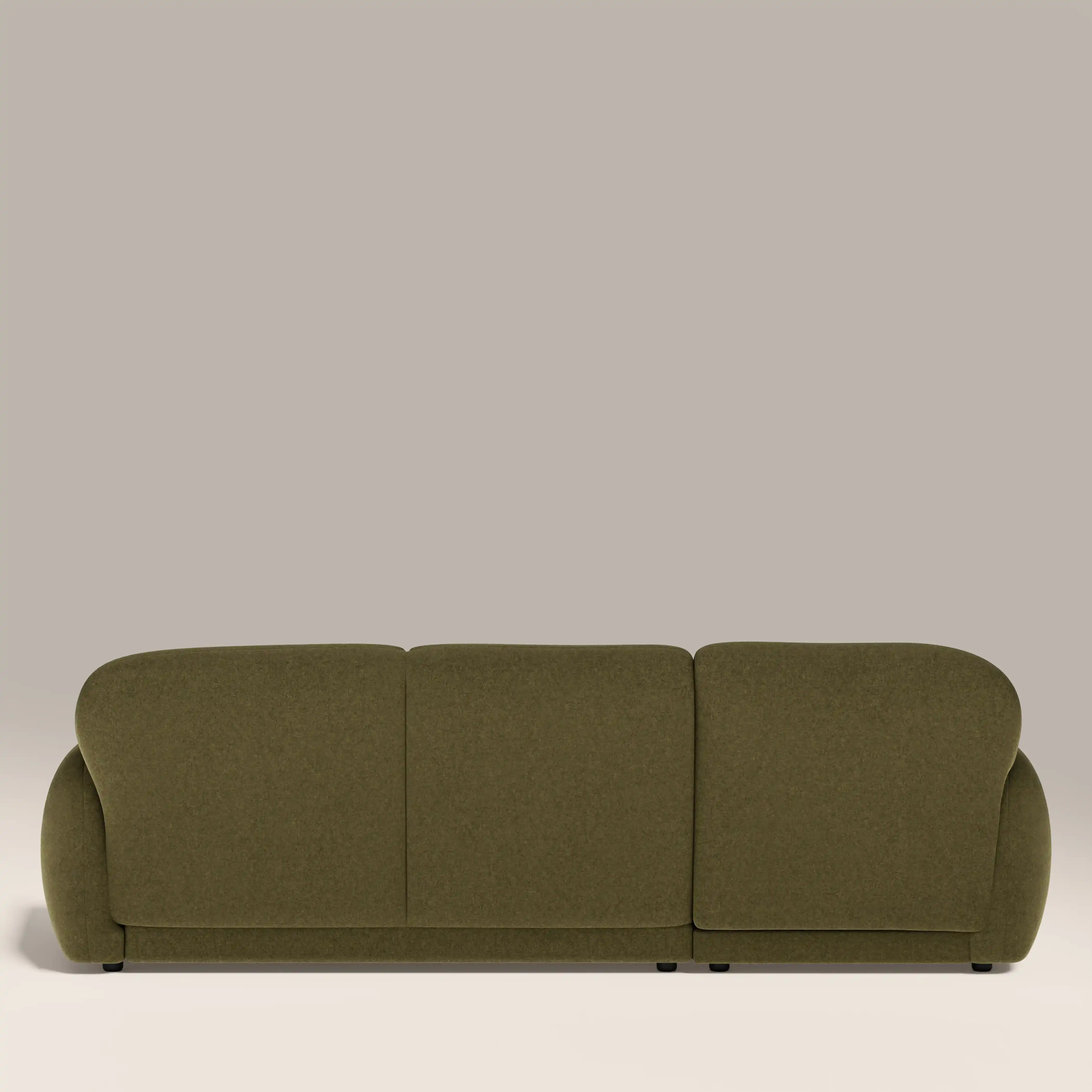 Cloud Left Hand Chaise Sofa | Moss Green Sustainable Mohair Velvet - Image 7