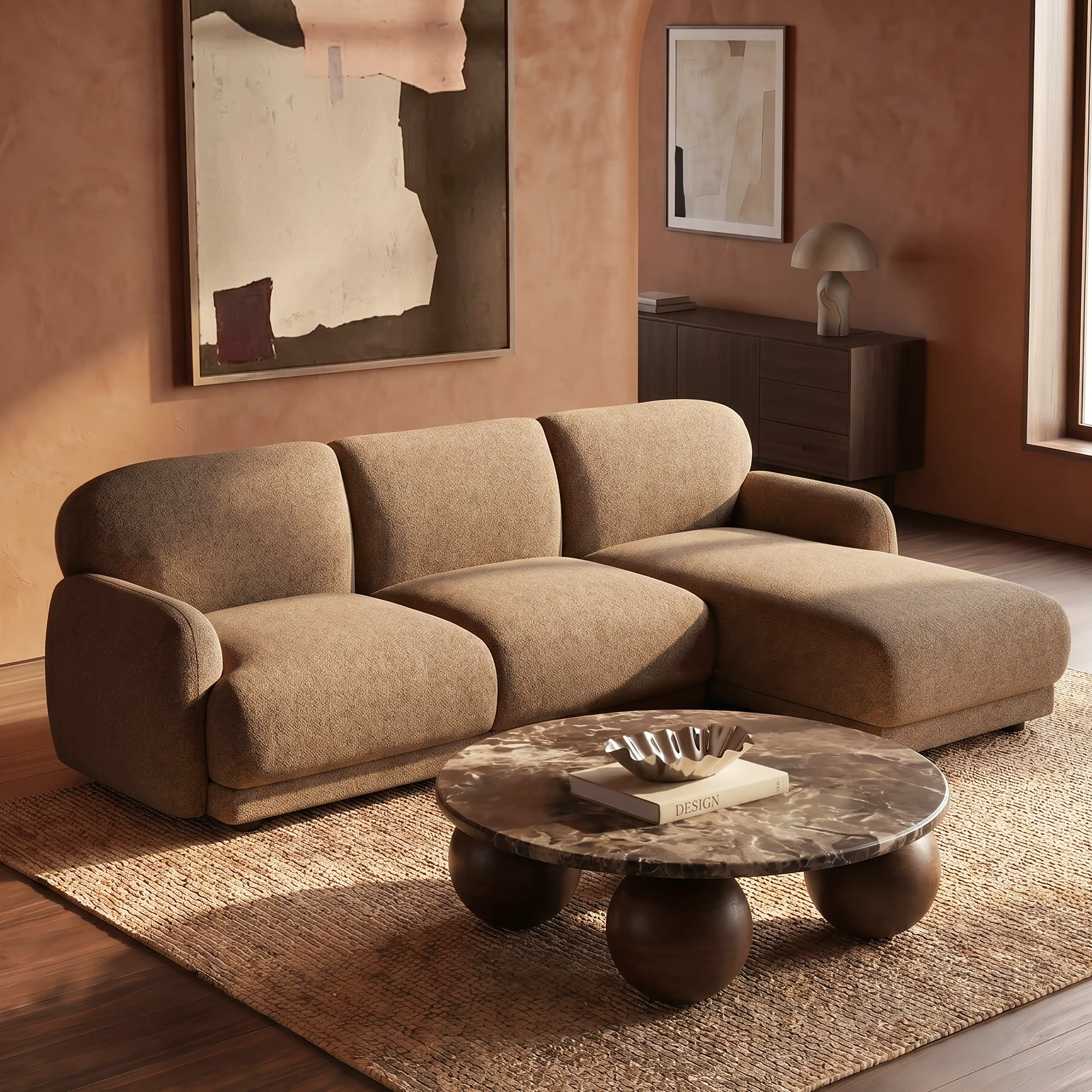 Cloud Left Hand Chaise Sofa | Speckled Cappuccino Boucle - Image 2