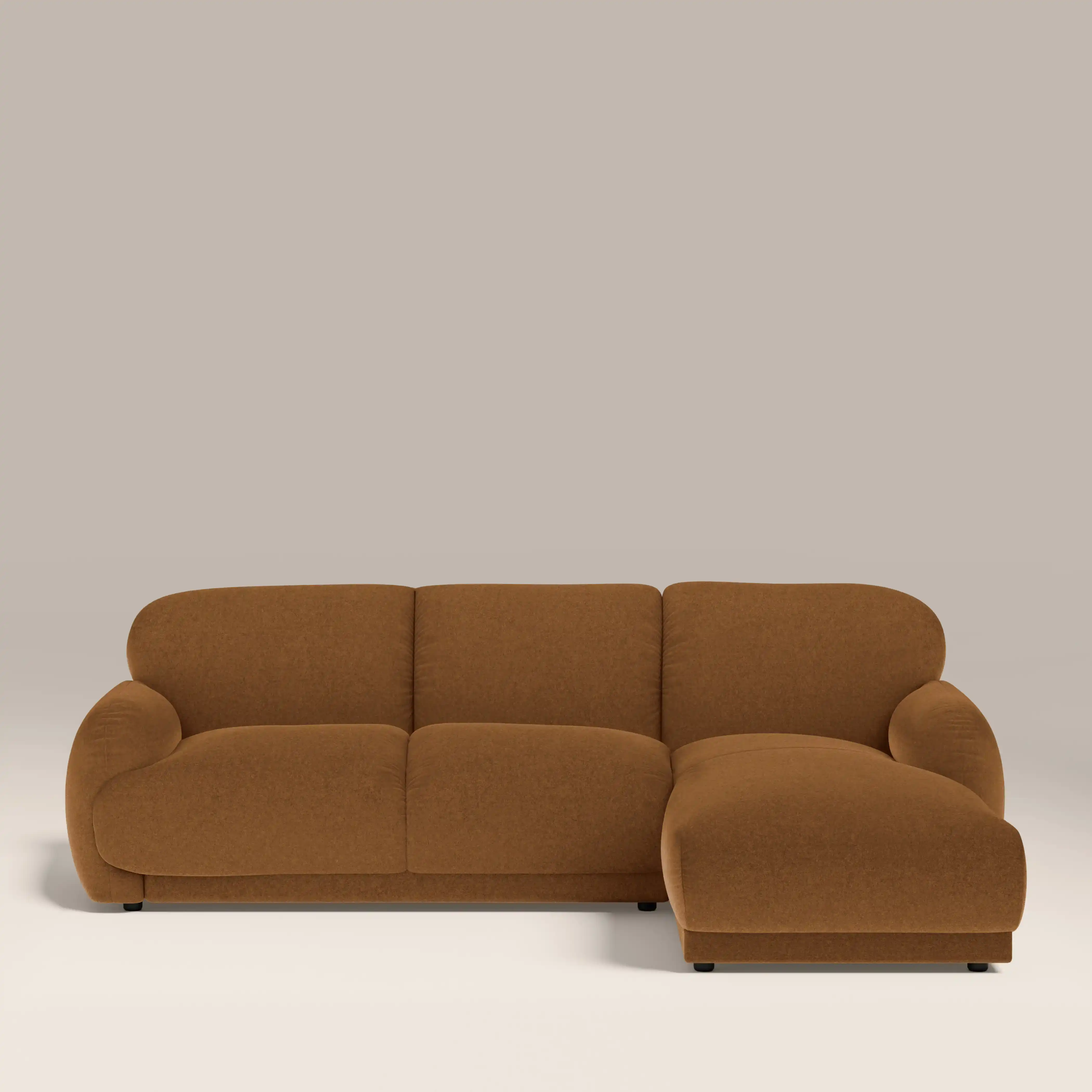 Cloud Right Hand Chaise Sofa | Caramel Brown Sustainable Mohair Velvet