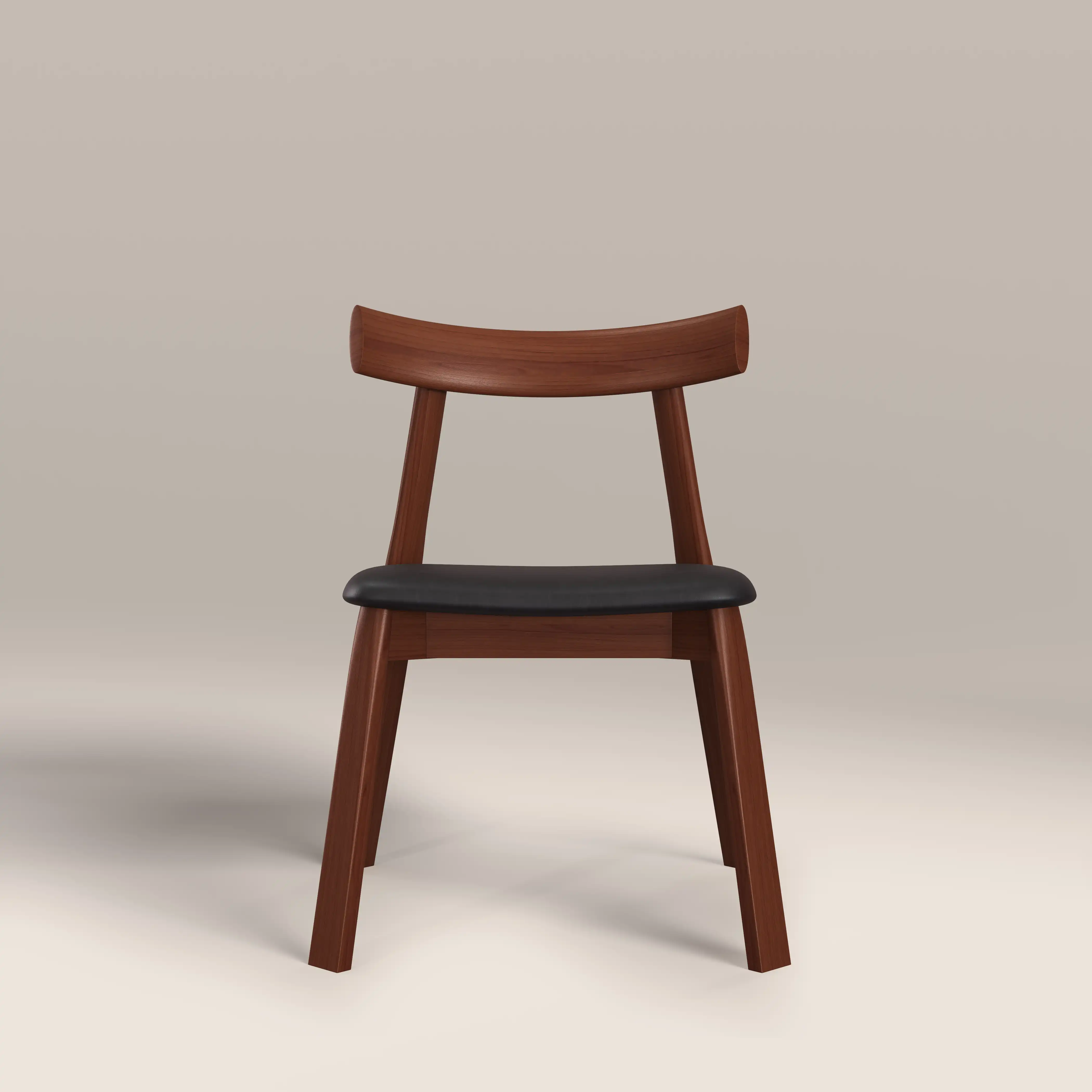 Clyde Wooden Dining Chair | Noir Black Faux Leather & Walnut - Image 4