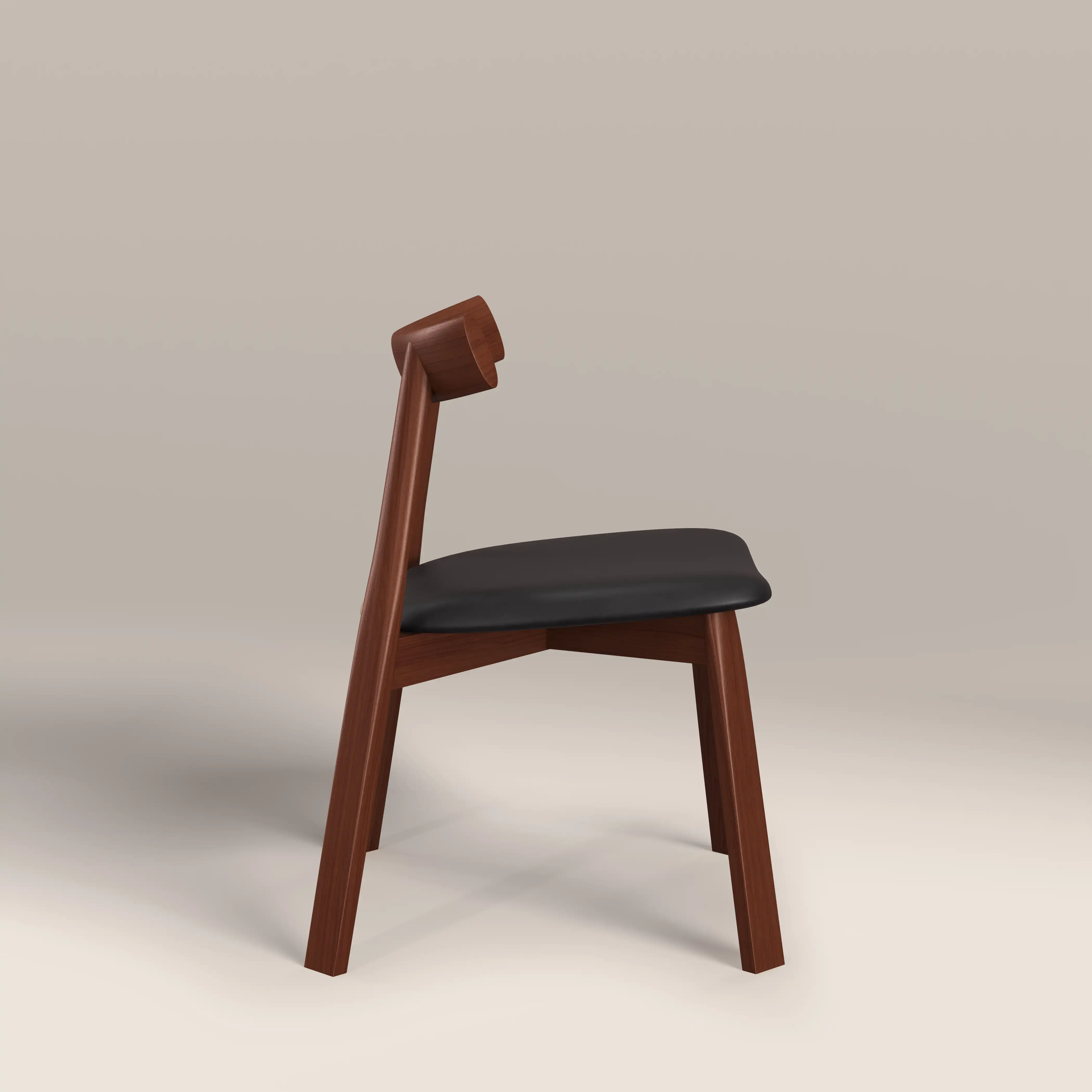 Clyde Wooden Dining Chair | Noir Black Faux Leather & Walnut - Image 5