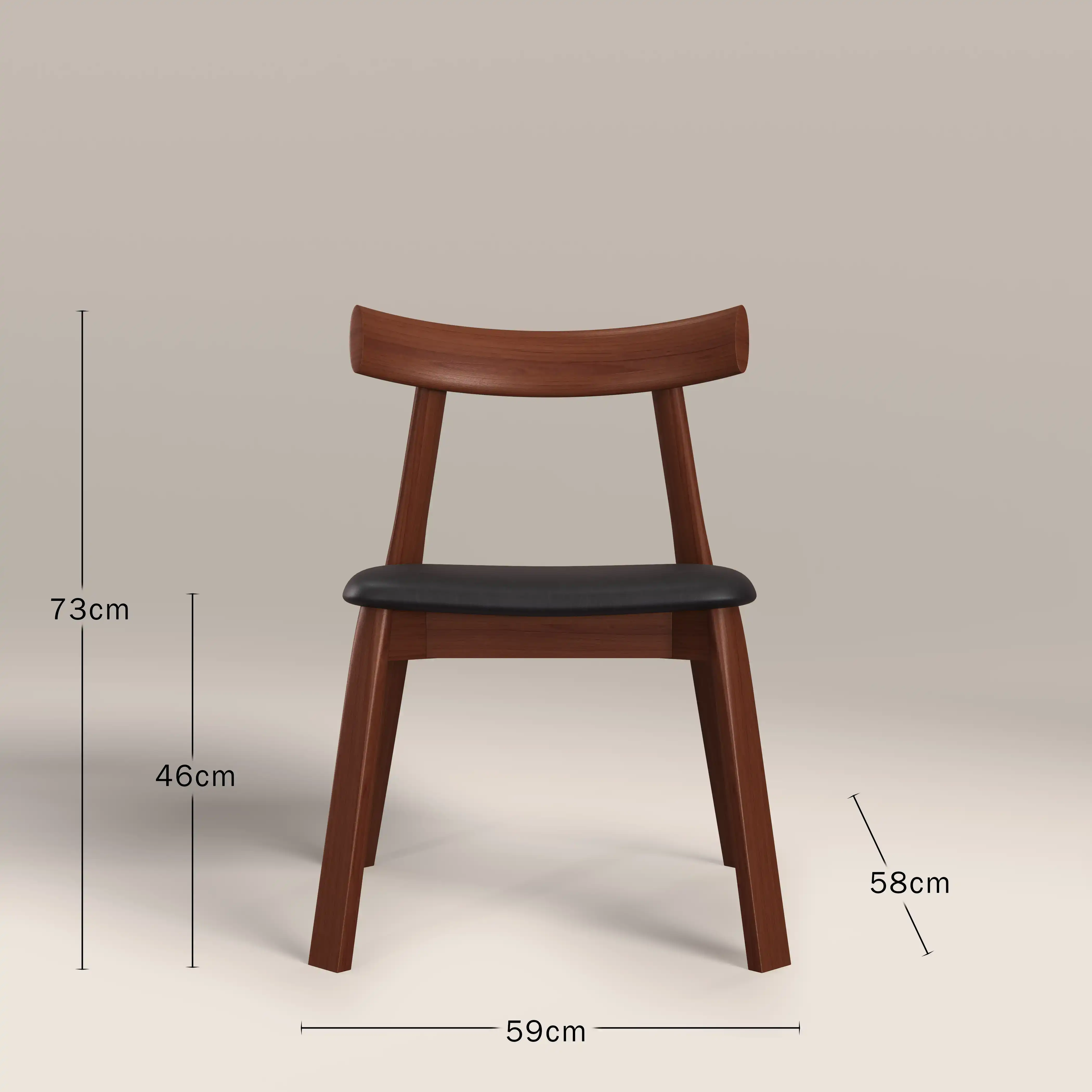 Clyde Wooden Dining Chair | Noir Black Faux Leather & Walnut - Image 8