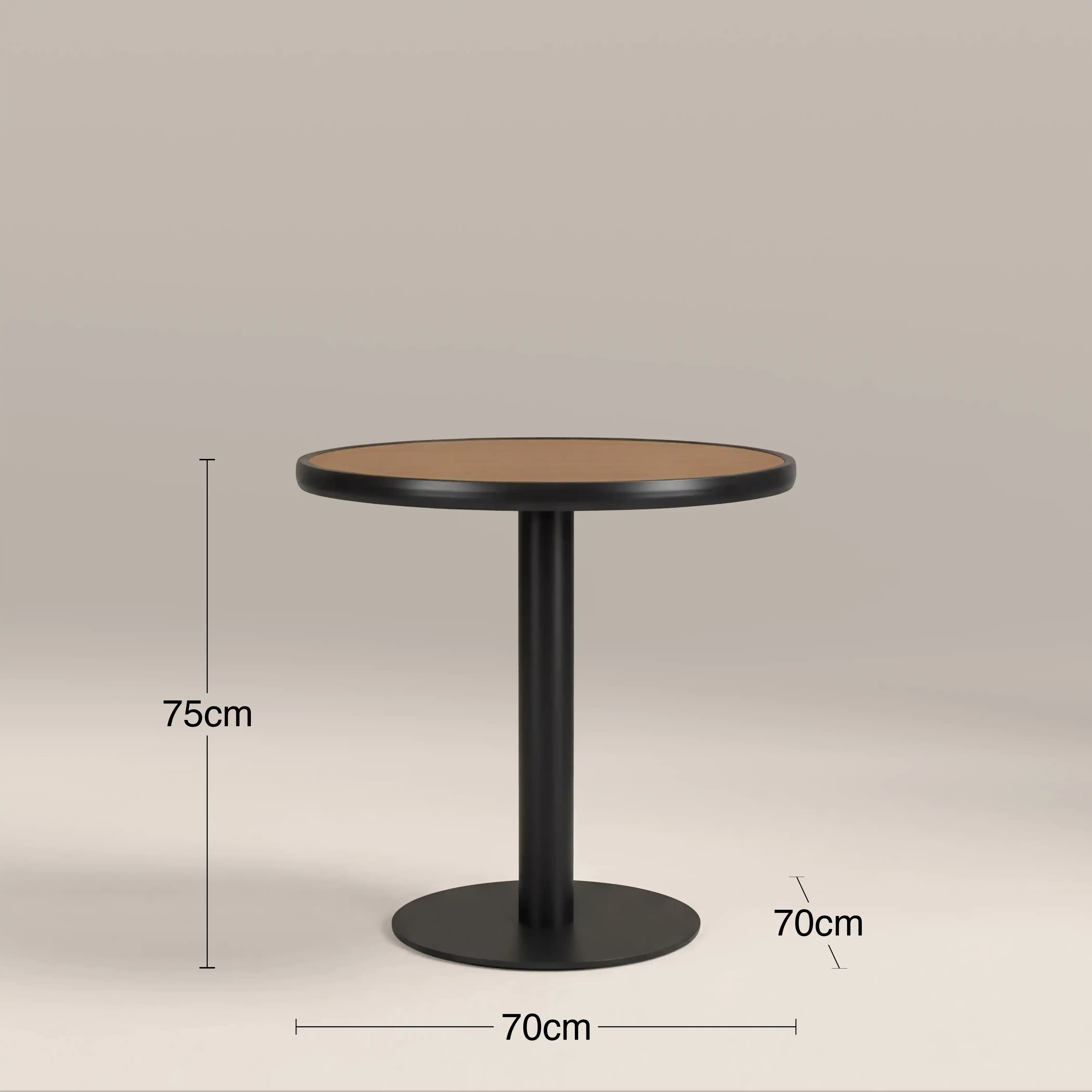 Cole 2 Seat Round Garden Bistro Table | Oak & Black - Image 6