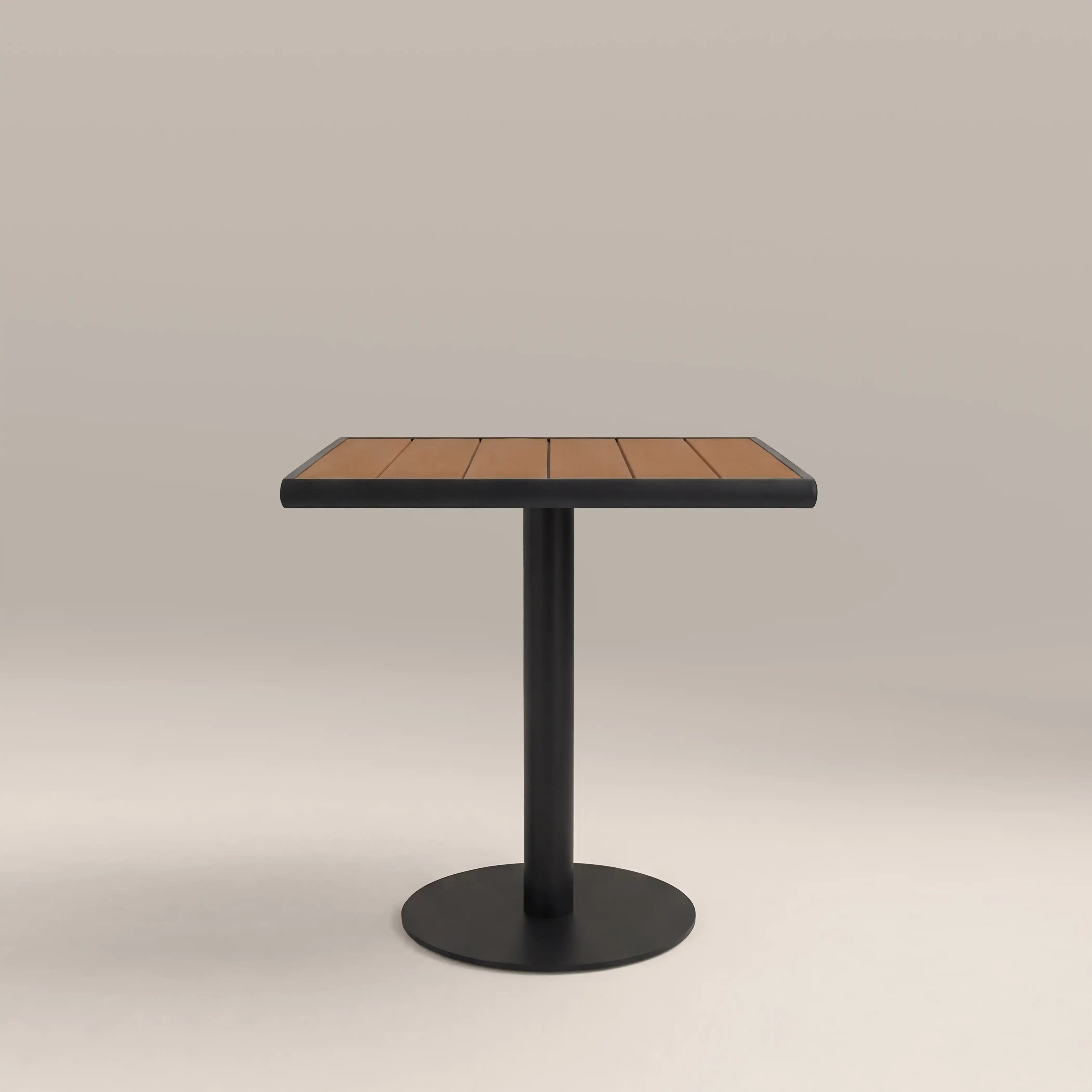 Cole 2 Seat Square Garden Bistro Table | Oak & Black - Image 5