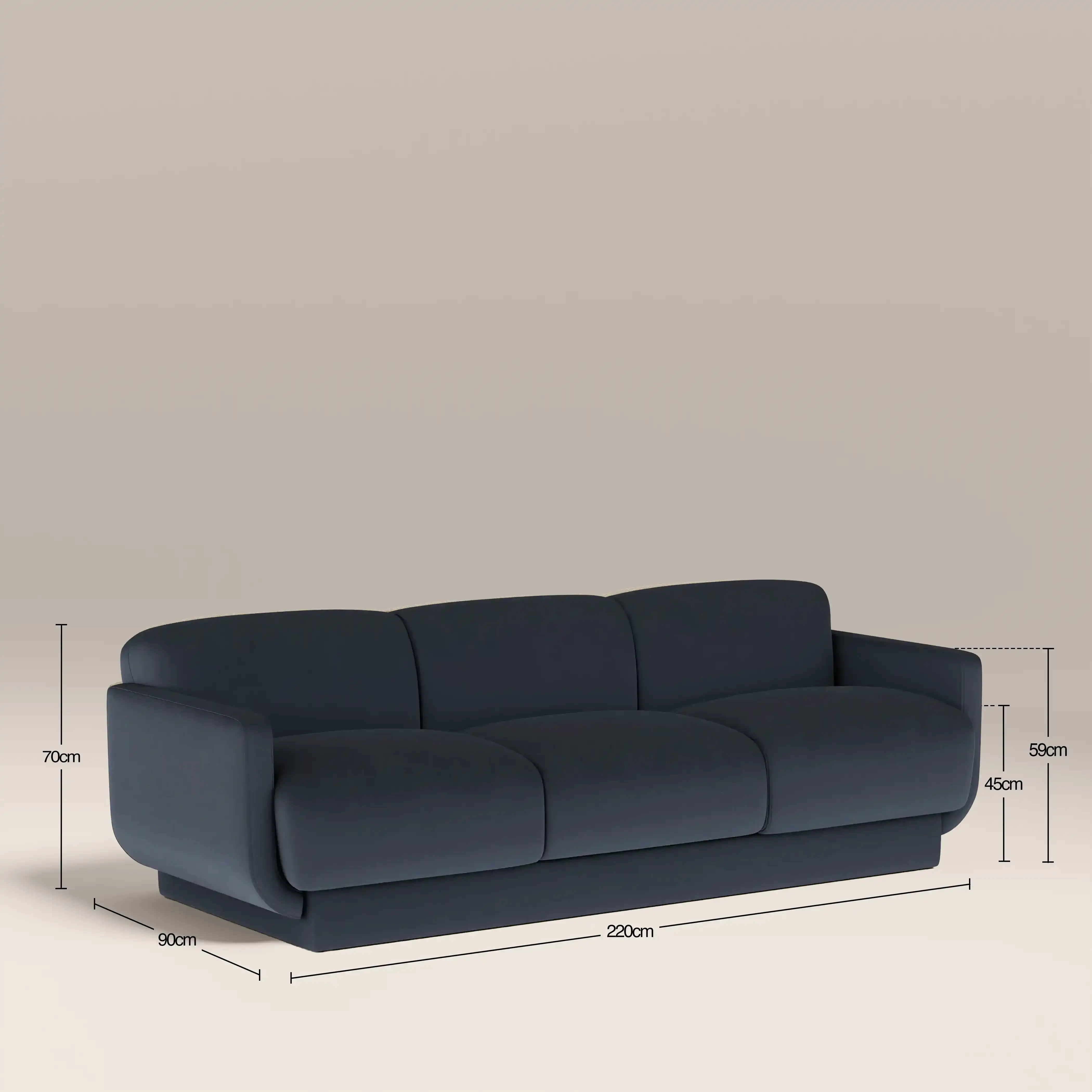 Connick 3 Seater Sofa | Dark Blue Sustainable Velvet - Image 7