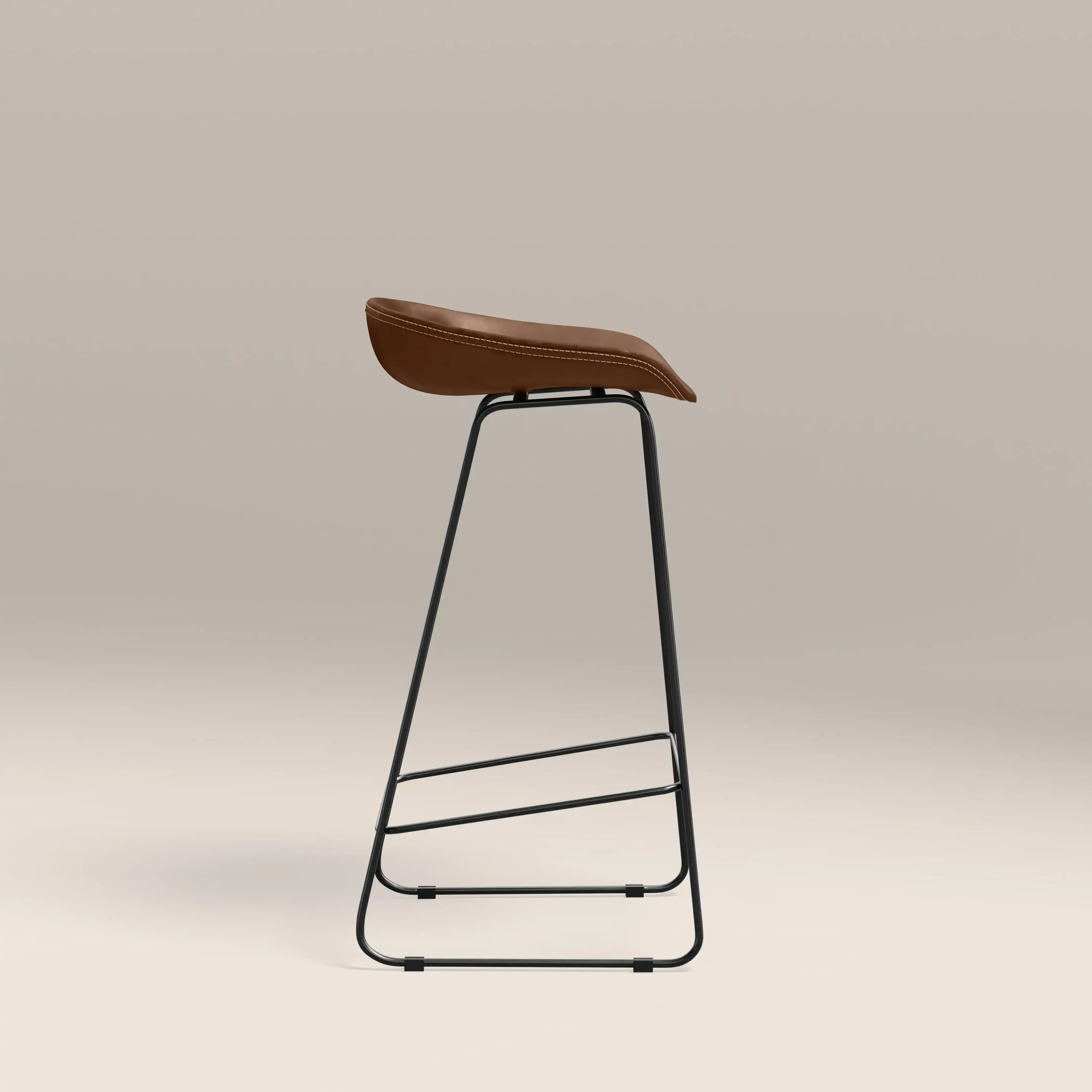 Conway Bar Stool | Vintage Tan Faux Leather & Black - Image 5