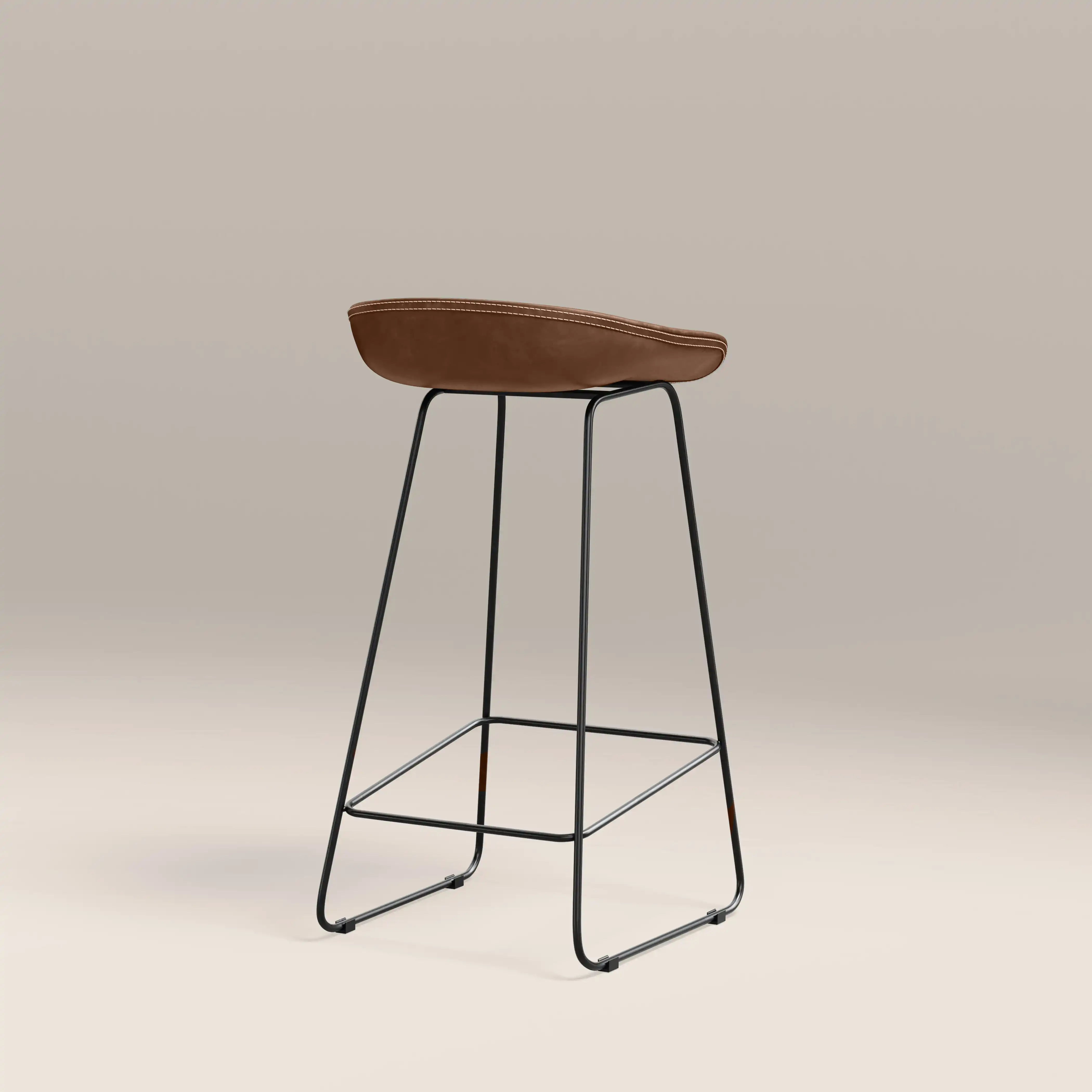 Conway Bar Stool | Vintage Tan Faux Leather & Black - Image 6