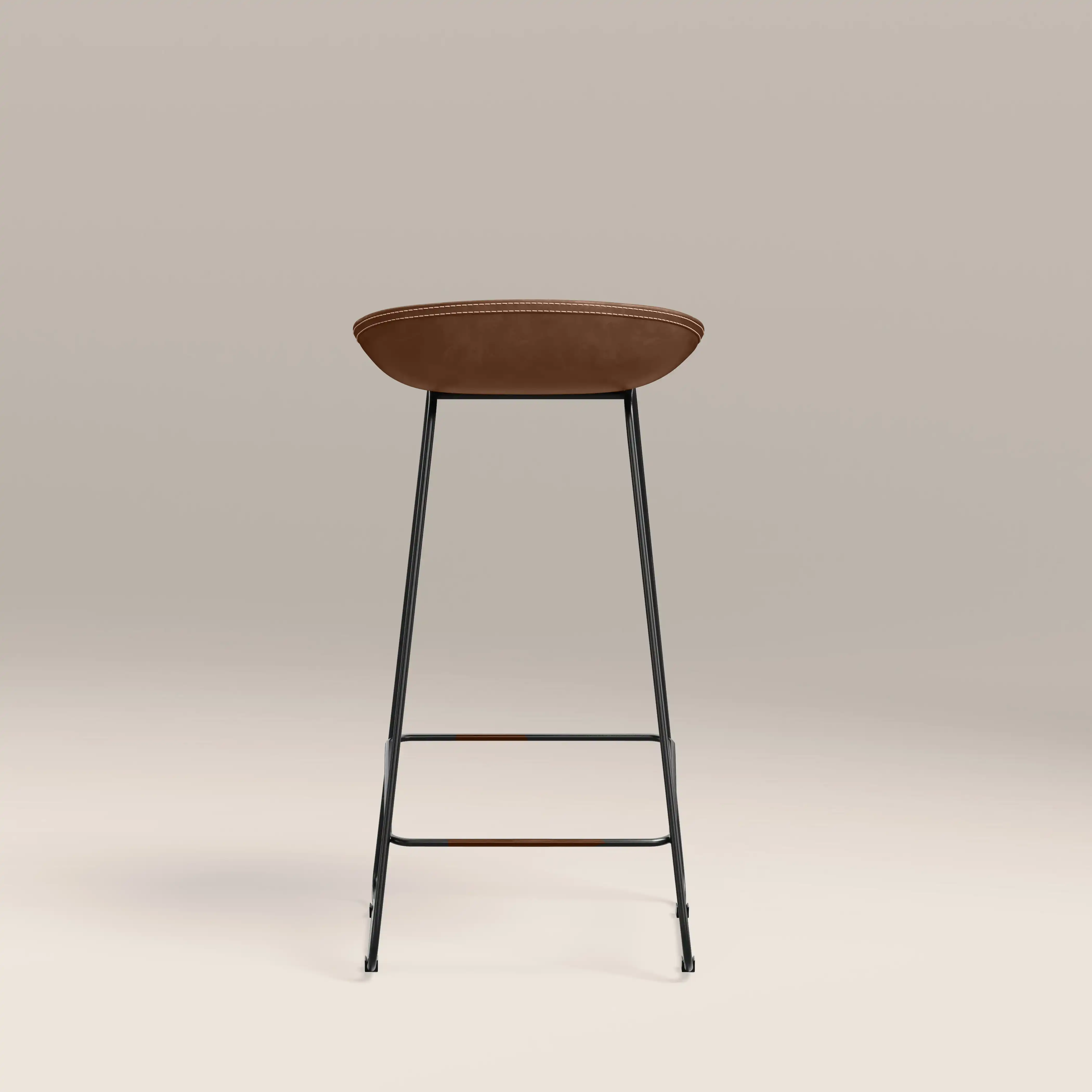 Conway Bar Stool | Vintage Tan Faux Leather & Black - Image 7