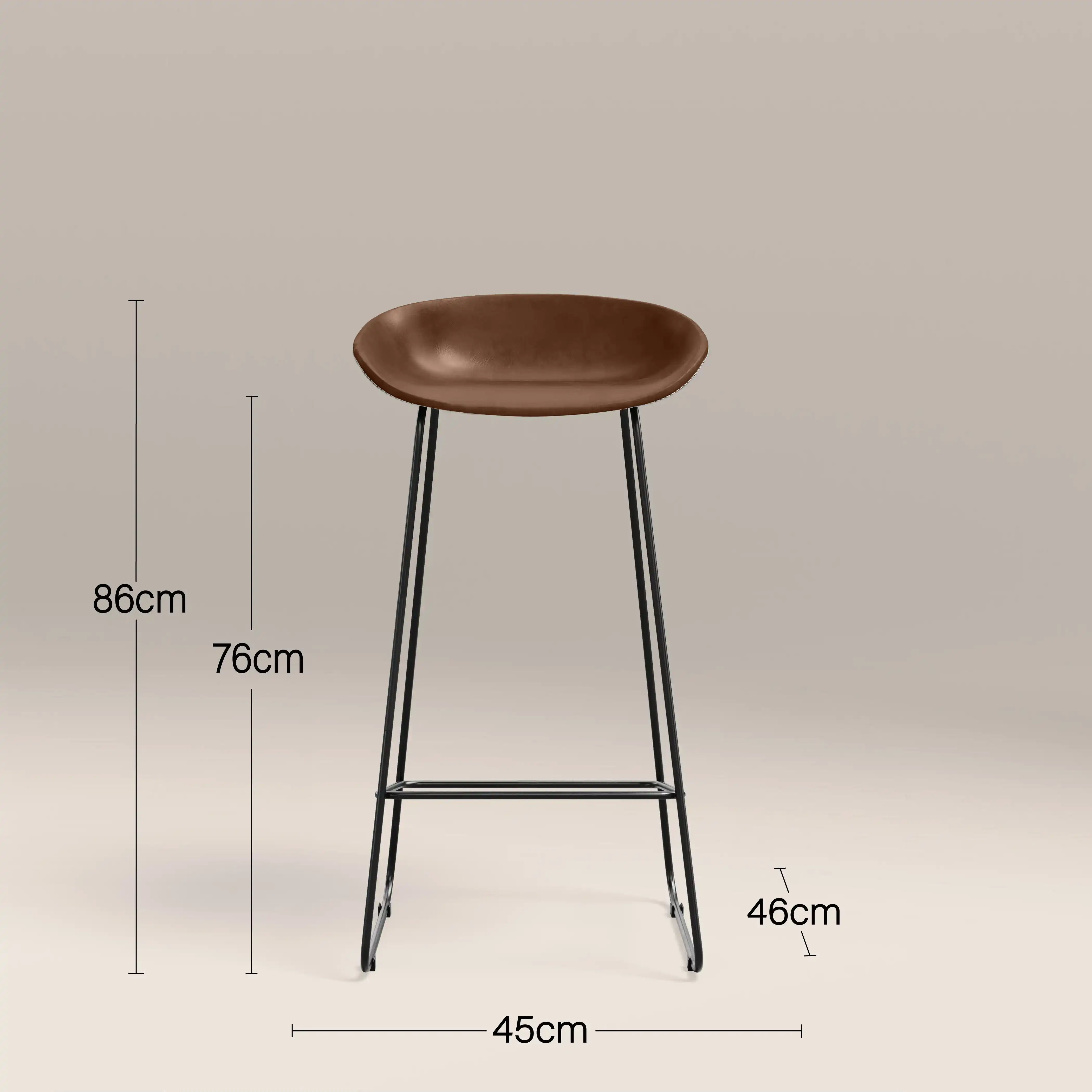 Conway Bar Stool | Vintage Tan Faux Leather & Black - Image 9