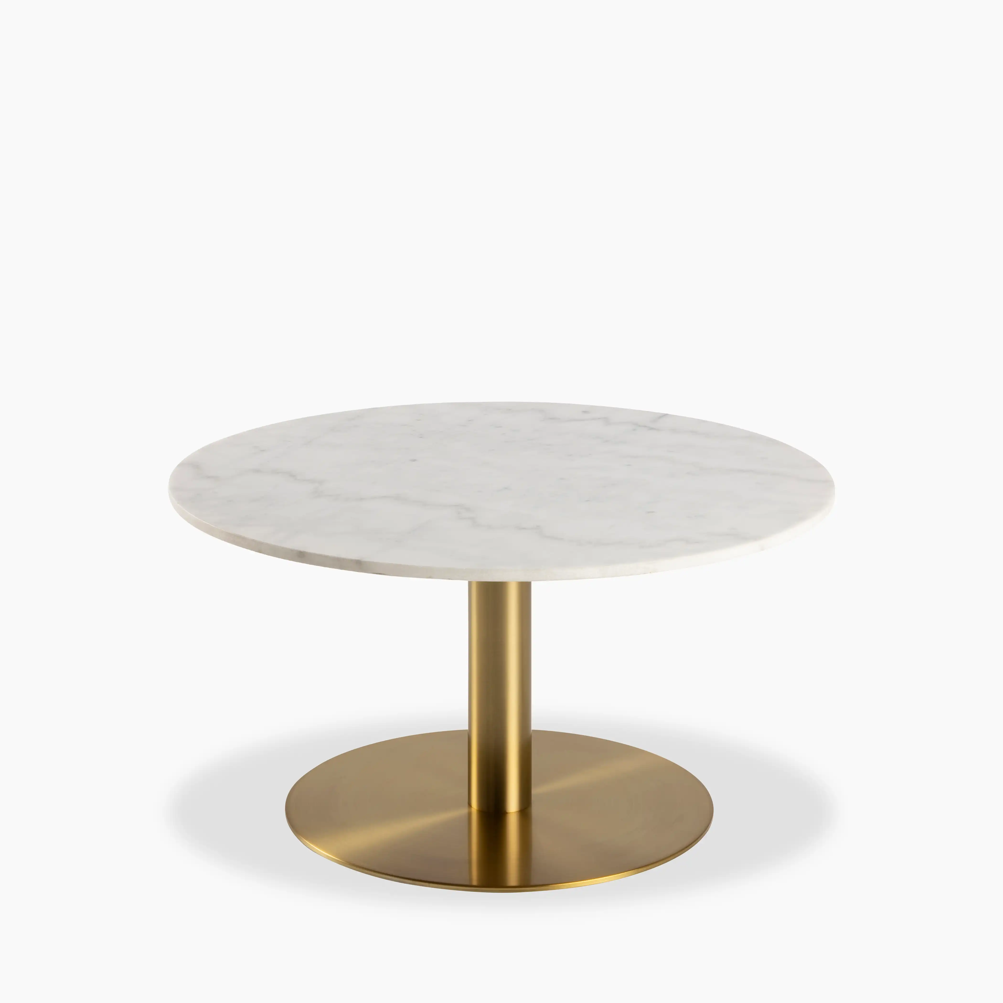 Corby Round Coffee Table | White Marble & Brass