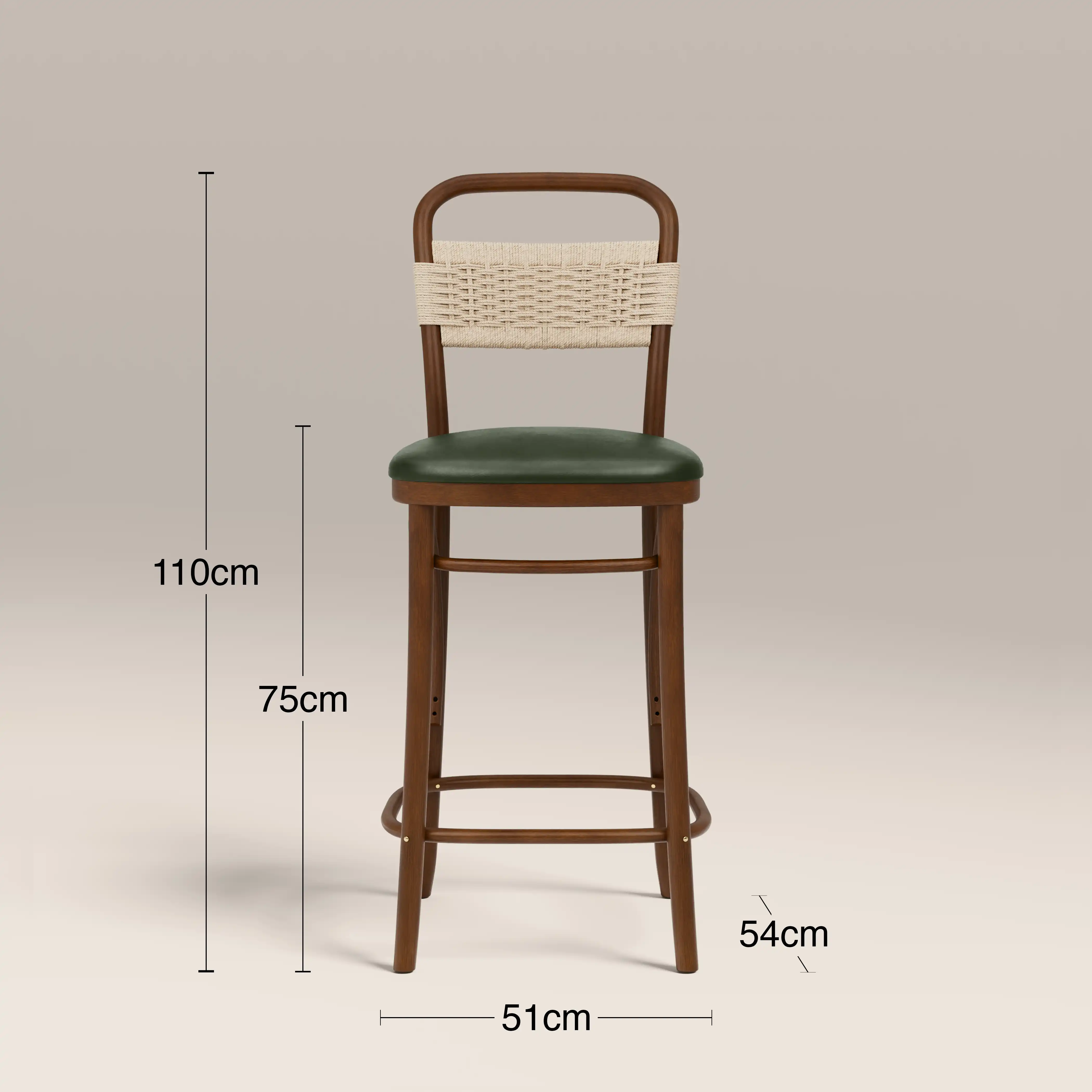 Daisy Wooden Bar Stool | Vintage Green Faux Leather & Walnut - Image 7