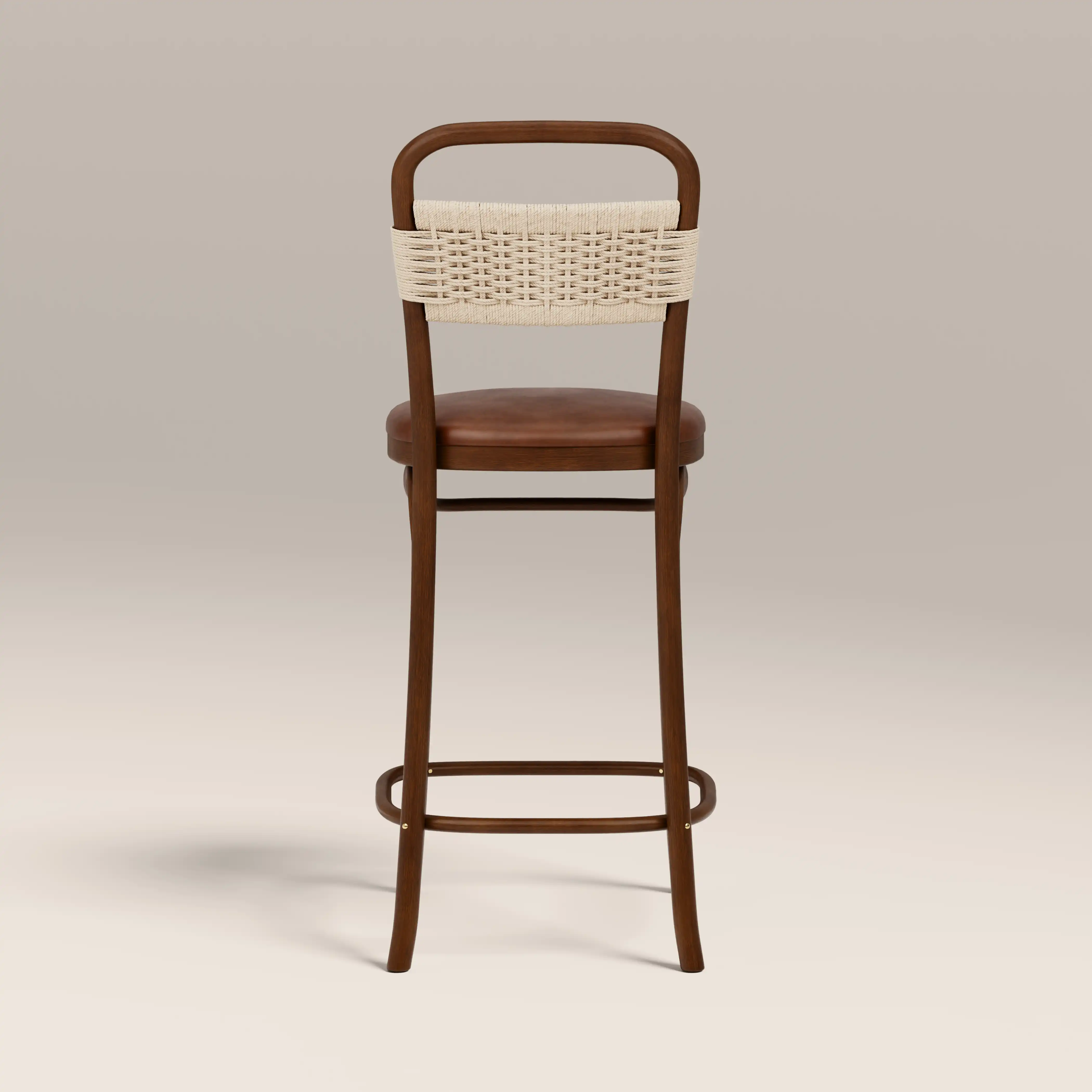 Daisy Wooden Bar Stool | Vintage Tan Faux Leather & Walnut - Image 7