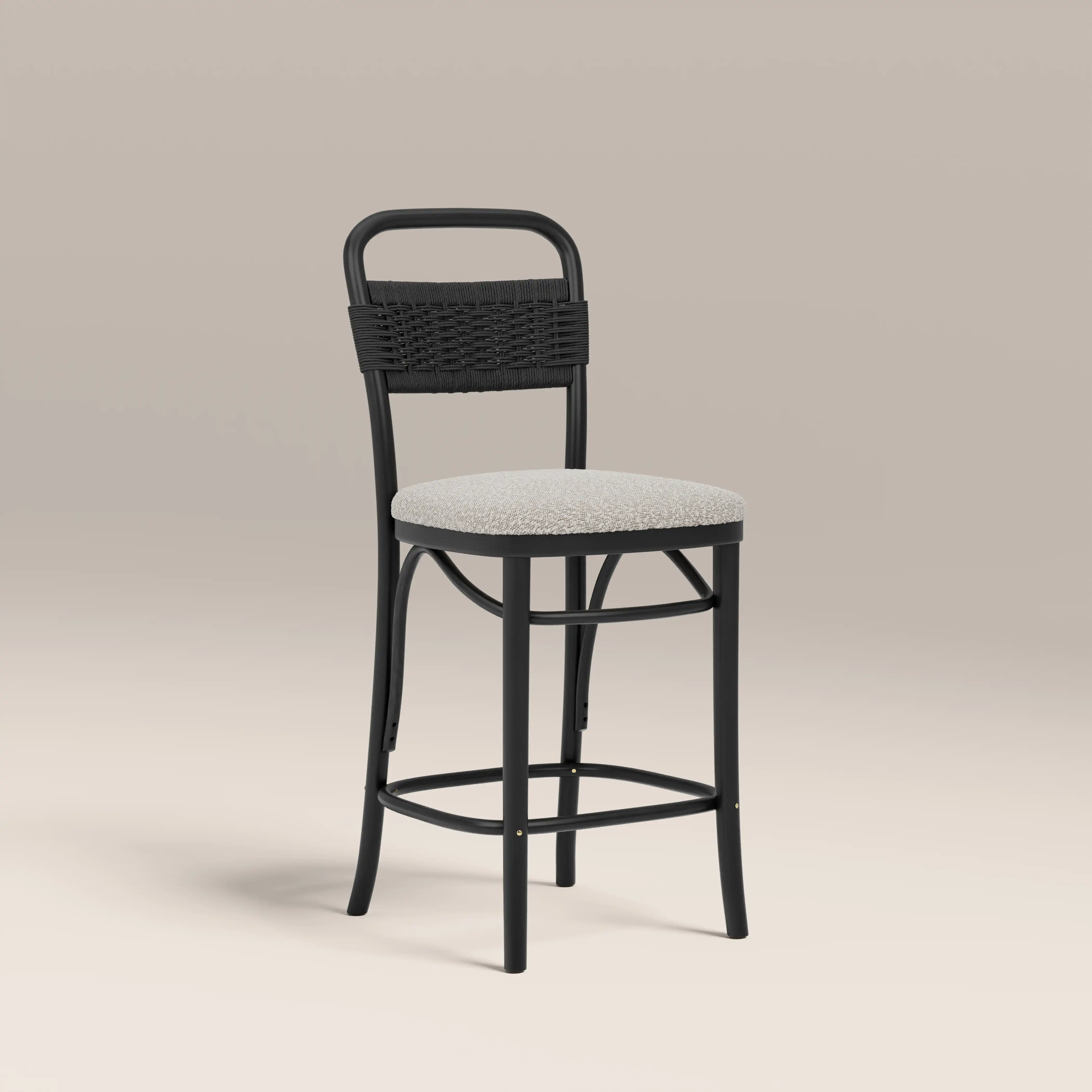 Daisy Wooden Kitchen Stool | Speckled Stone Sustainable Boucle & Black