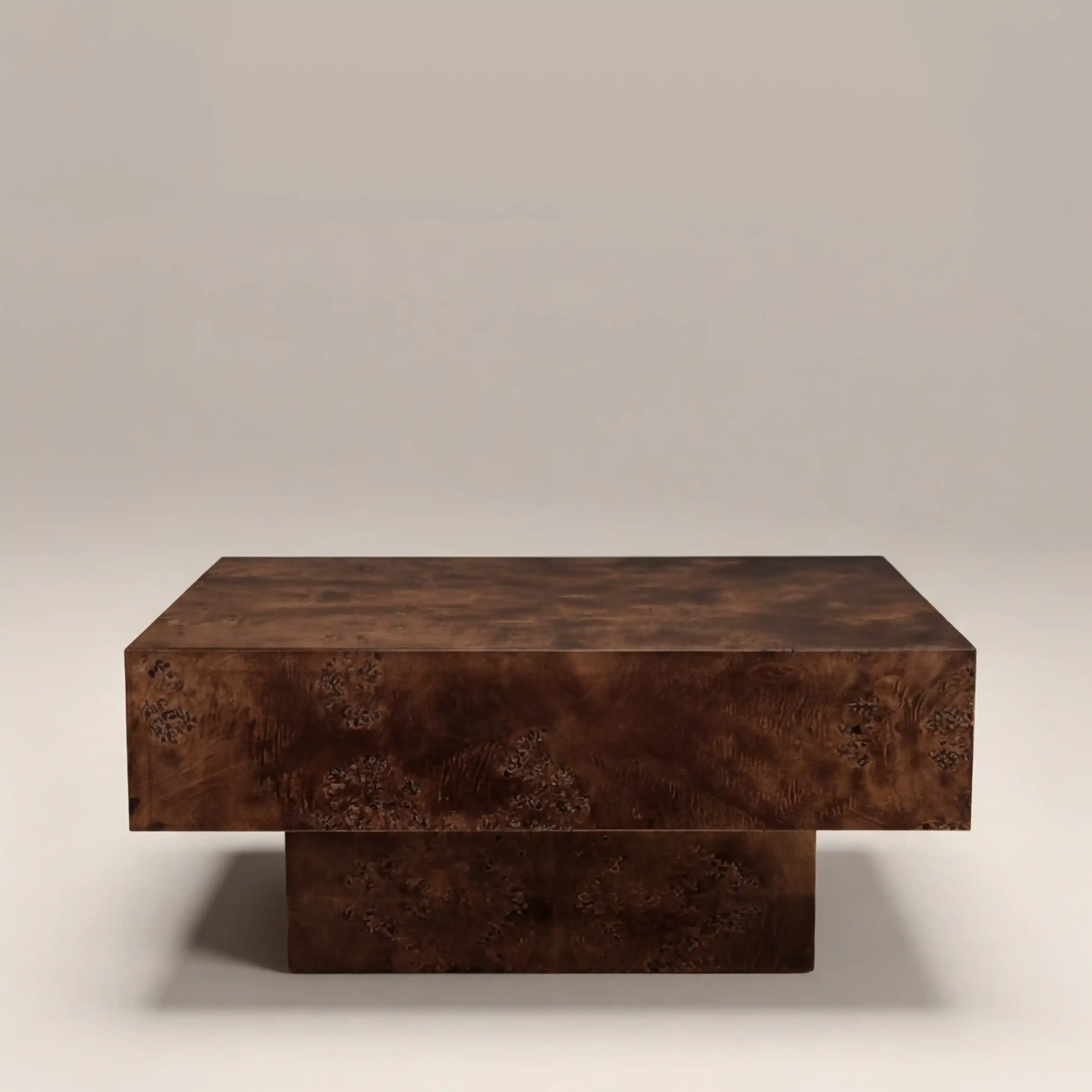 Dalton Square Wooden Coffee Table | Walnut Burl Wood - Image 2