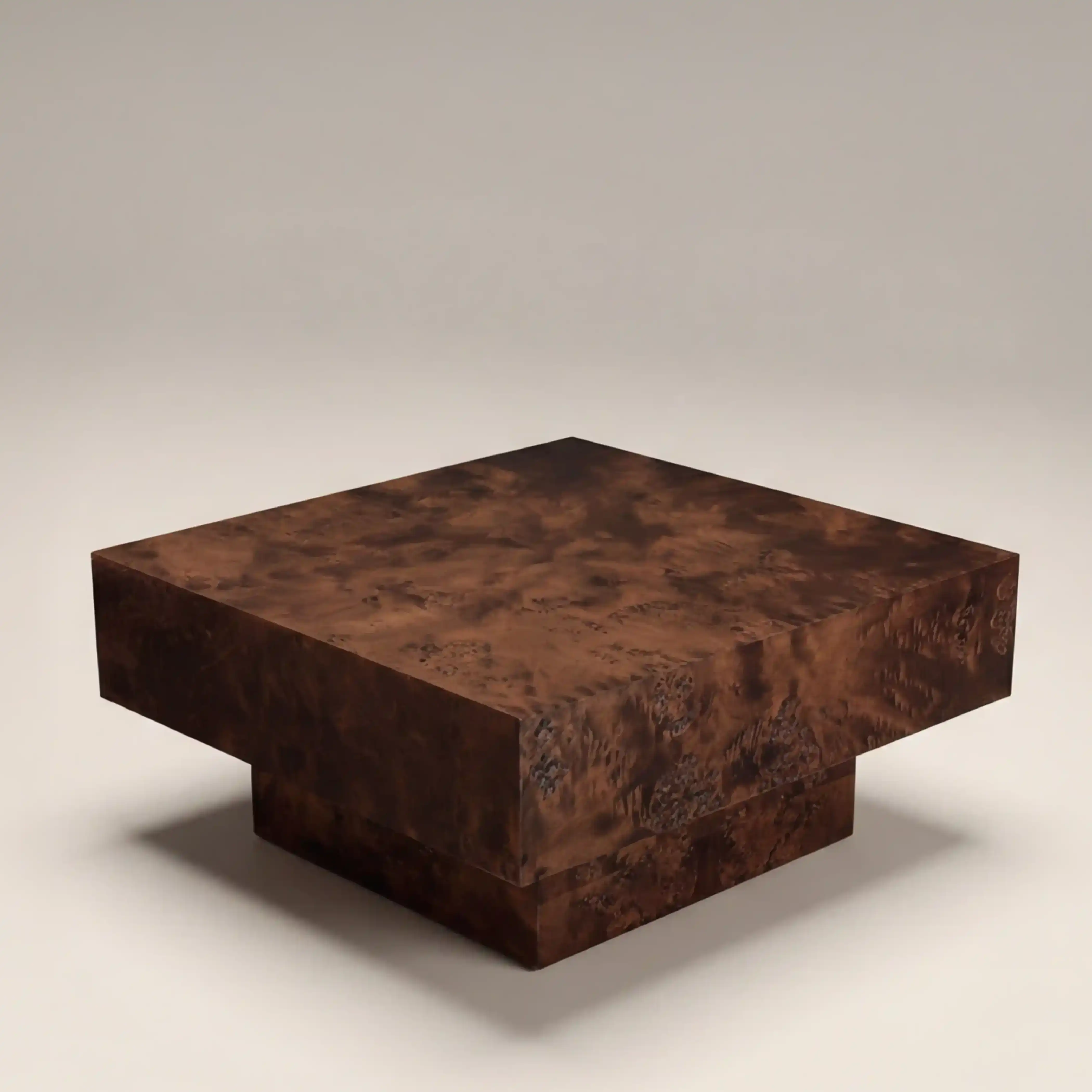 Dalton Square Wooden Coffee Table | Walnut Burl Wood - Image 3
