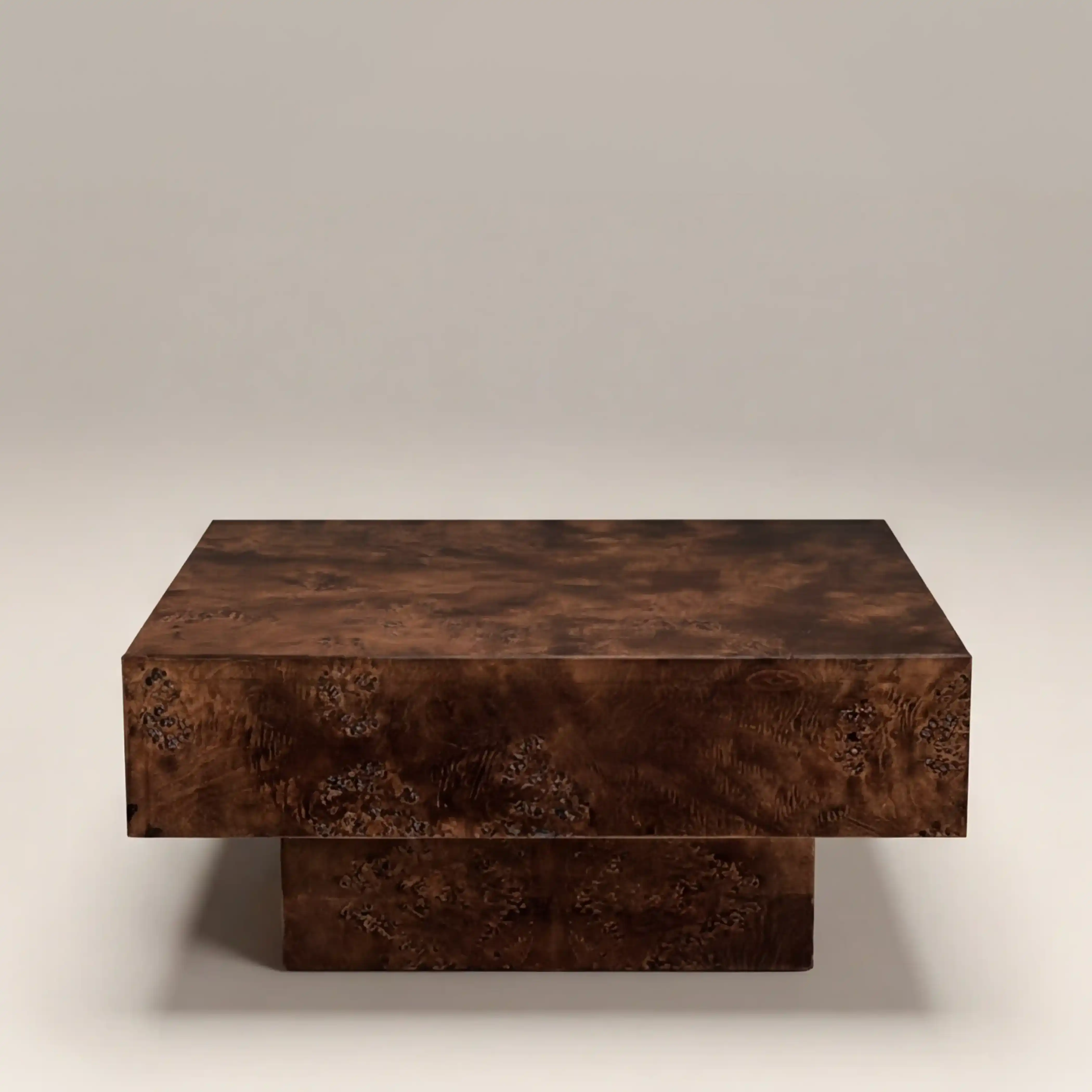 Dalton Square Wooden Coffee Table | Walnut Burl Wood - Image 4