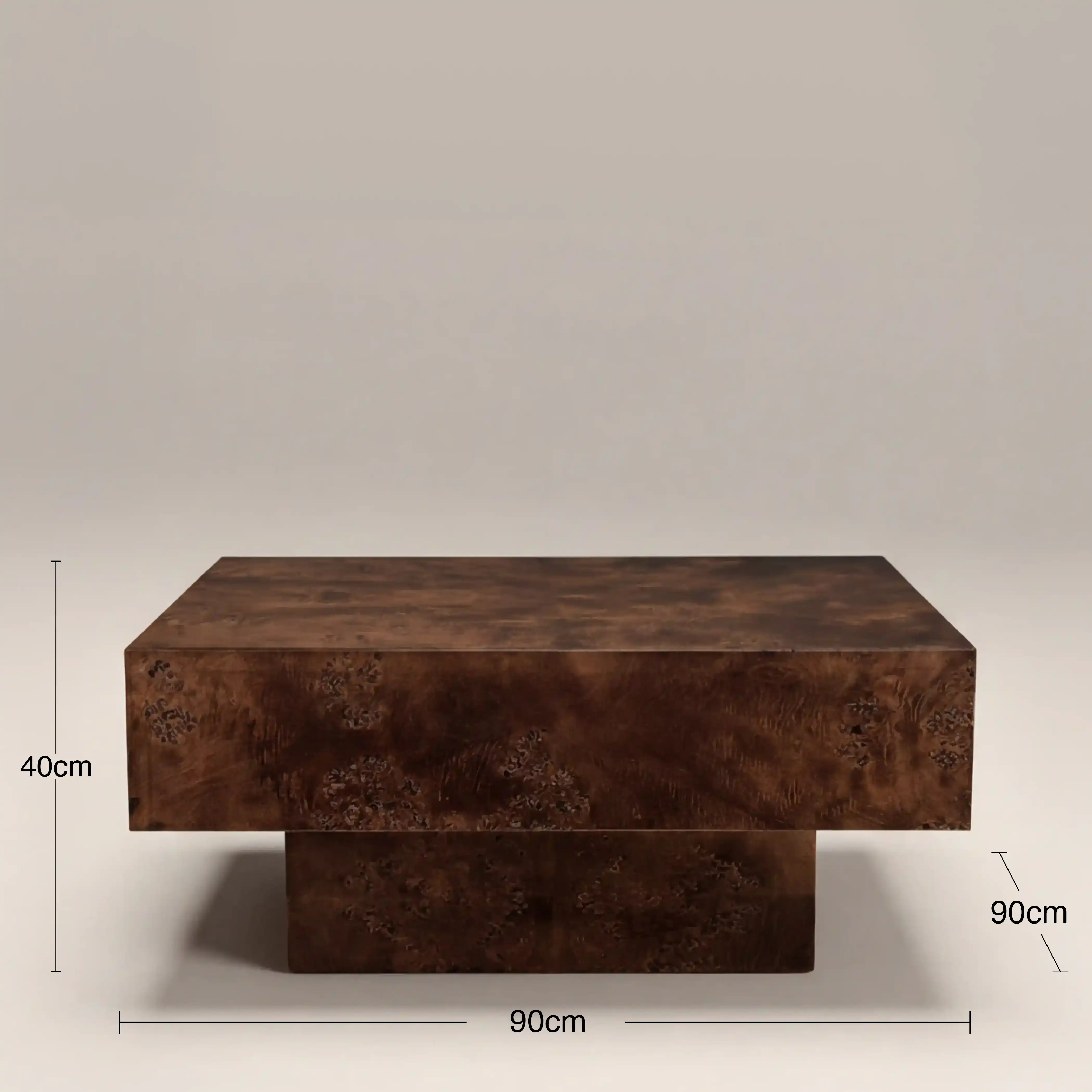 Dalton Square Wooden Coffee Table | Walnut Burl Wood - Image 5