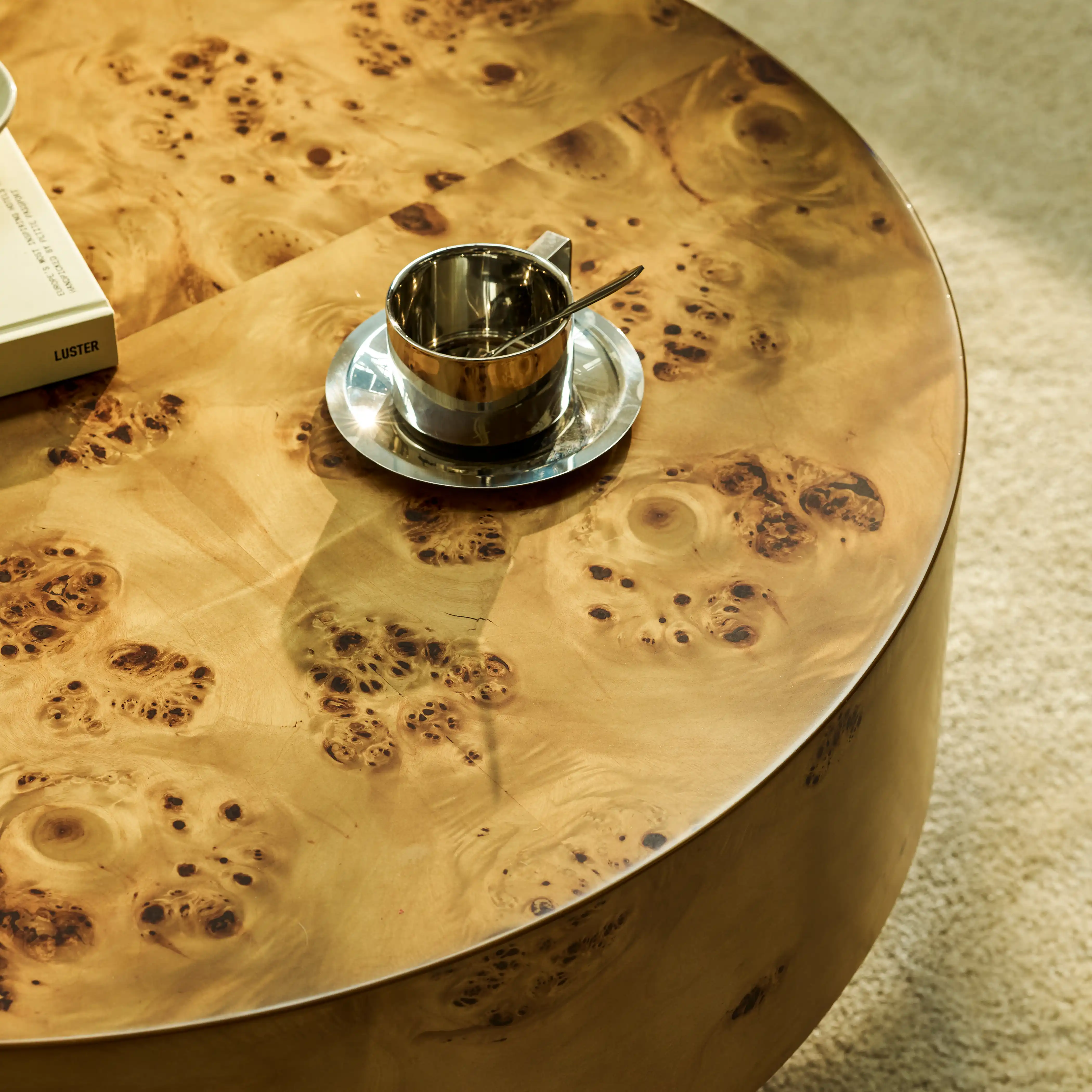 Dalton Round Wooden Coffee Table | Burl Wood - Image 5