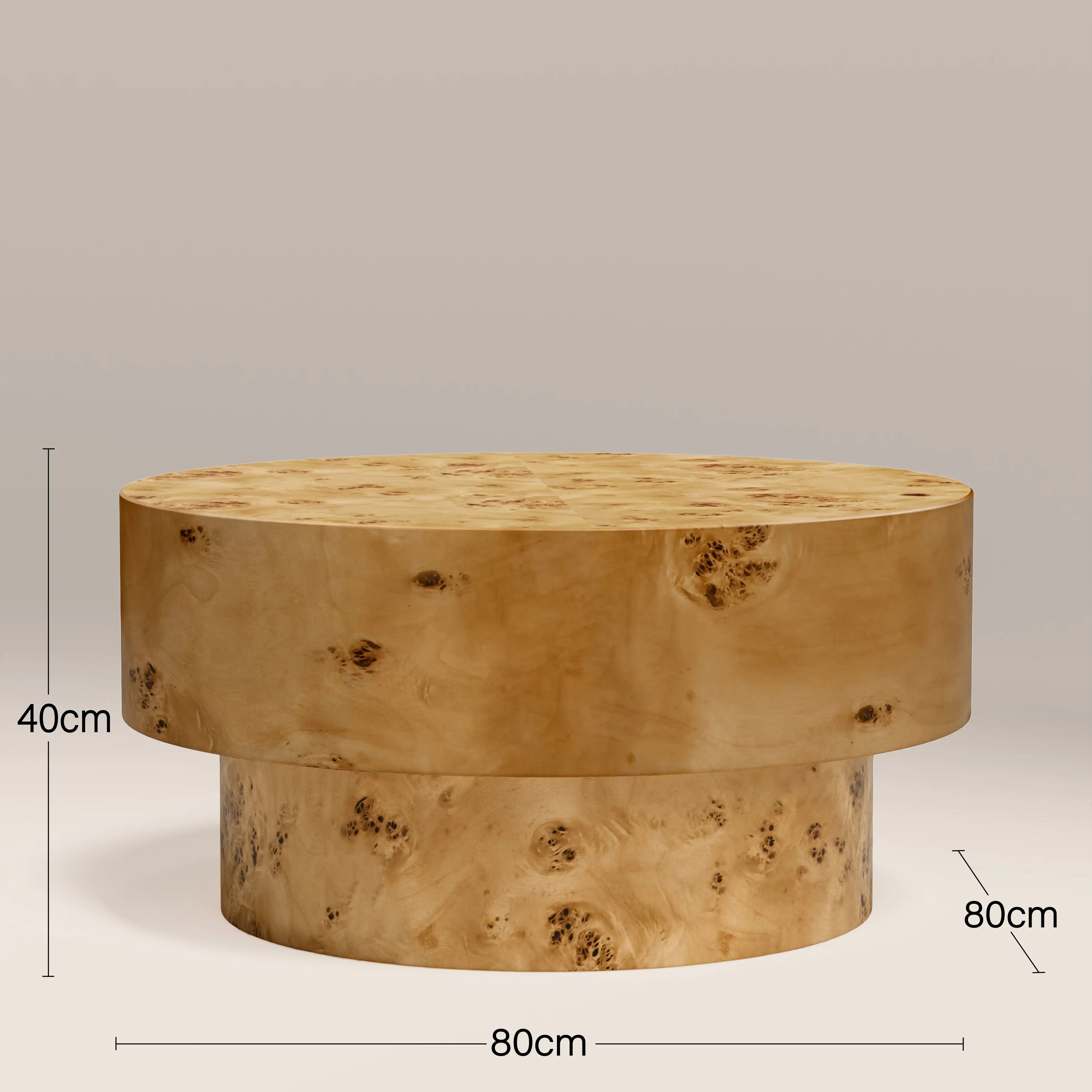 Dalton Round Wooden Coffee Table | Burl Wood - Image 6