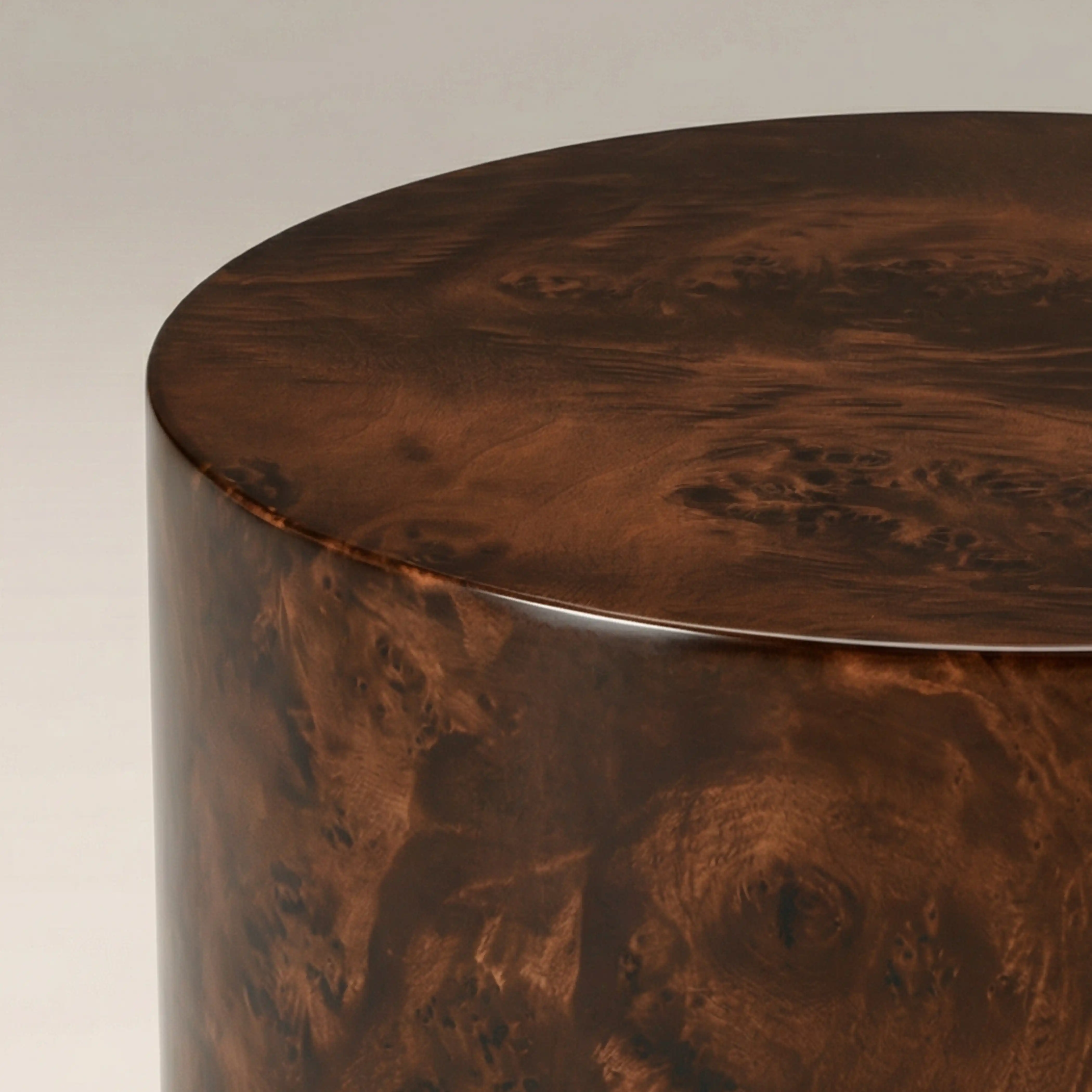 Dalton Round Wooden Side Table | Walnut Burl Wood - Image 4