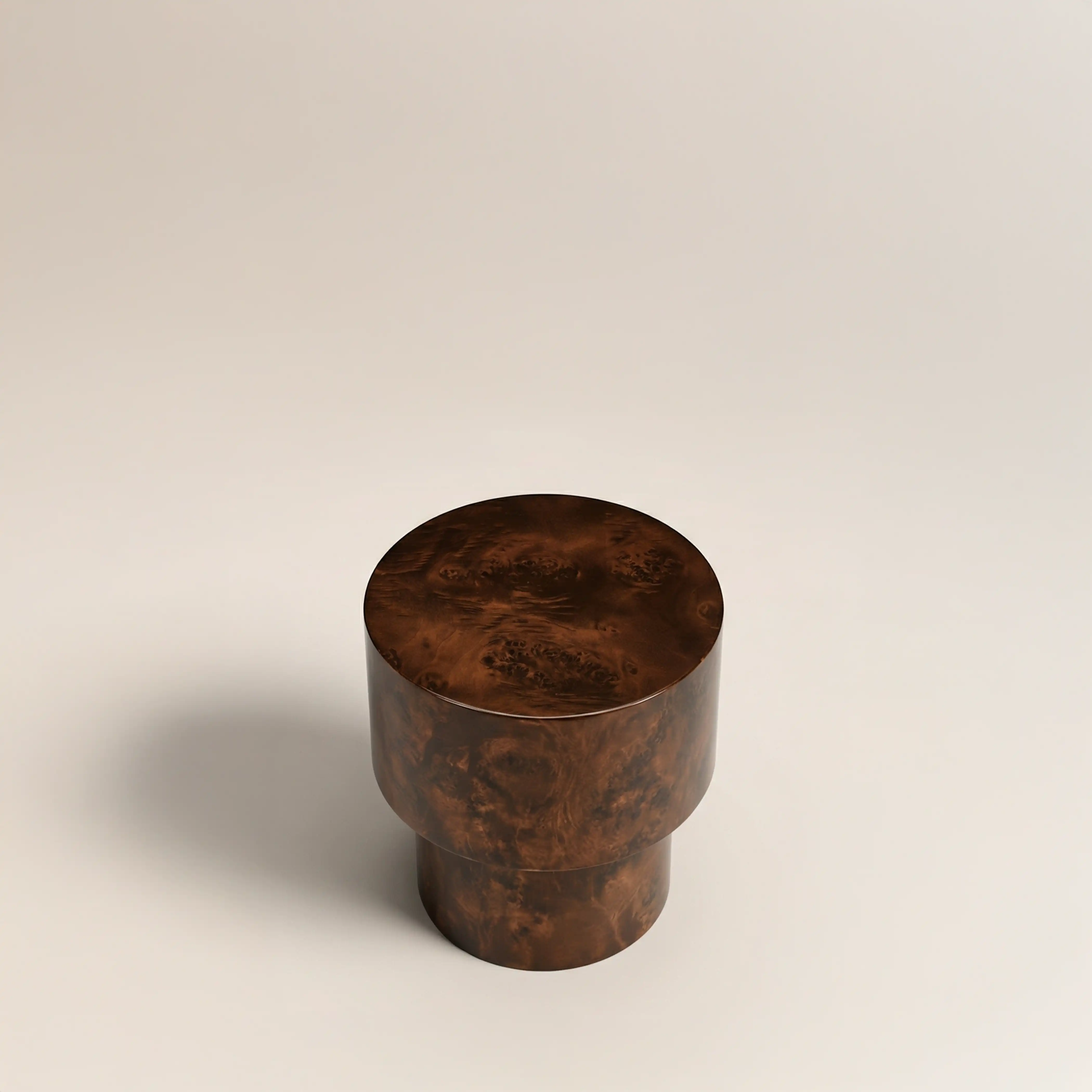 Dalton Round Wooden Side Table | Walnut Burl Wood - Image 5