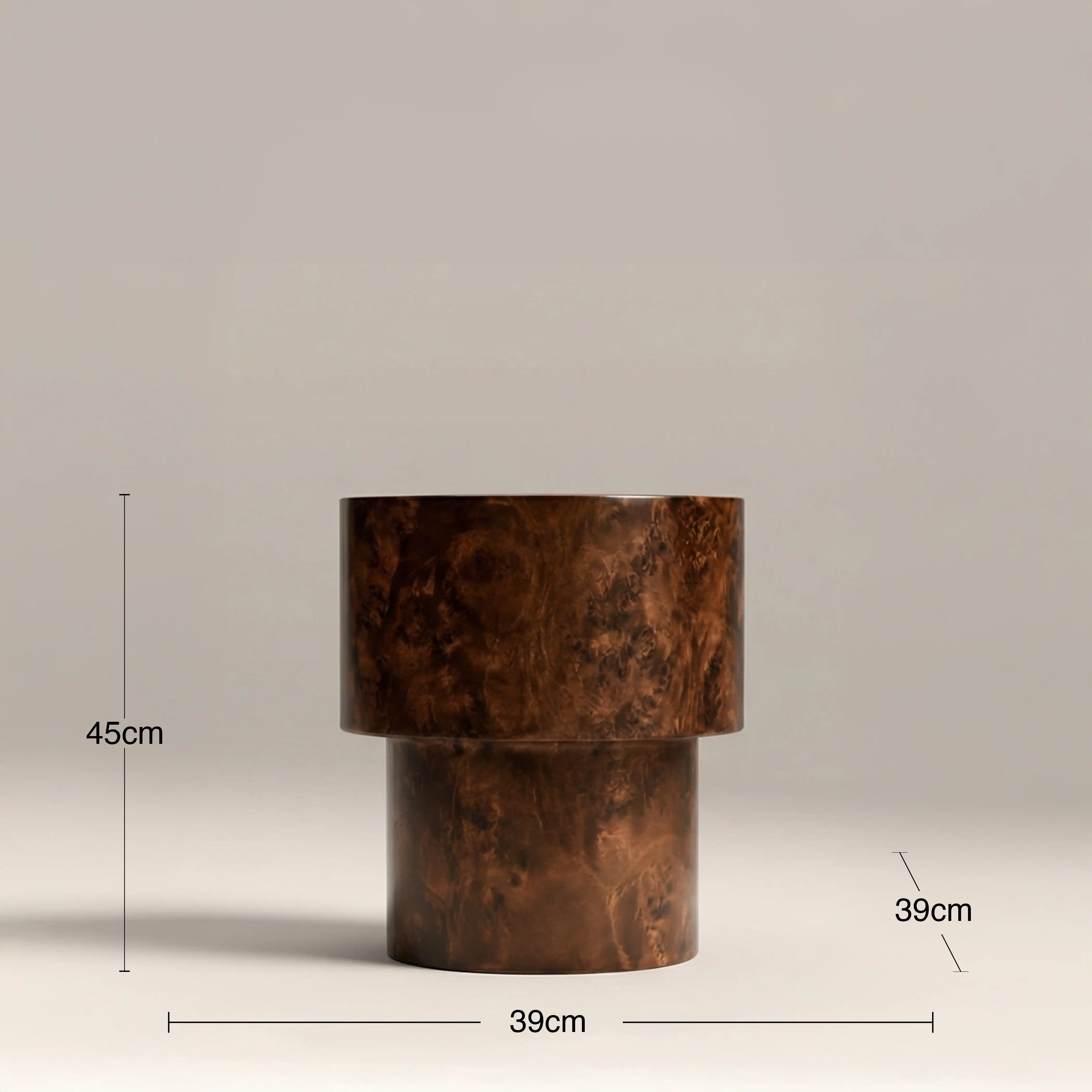 Dalton Round Wooden Side Table | Walnut Burl Wood - Image 6