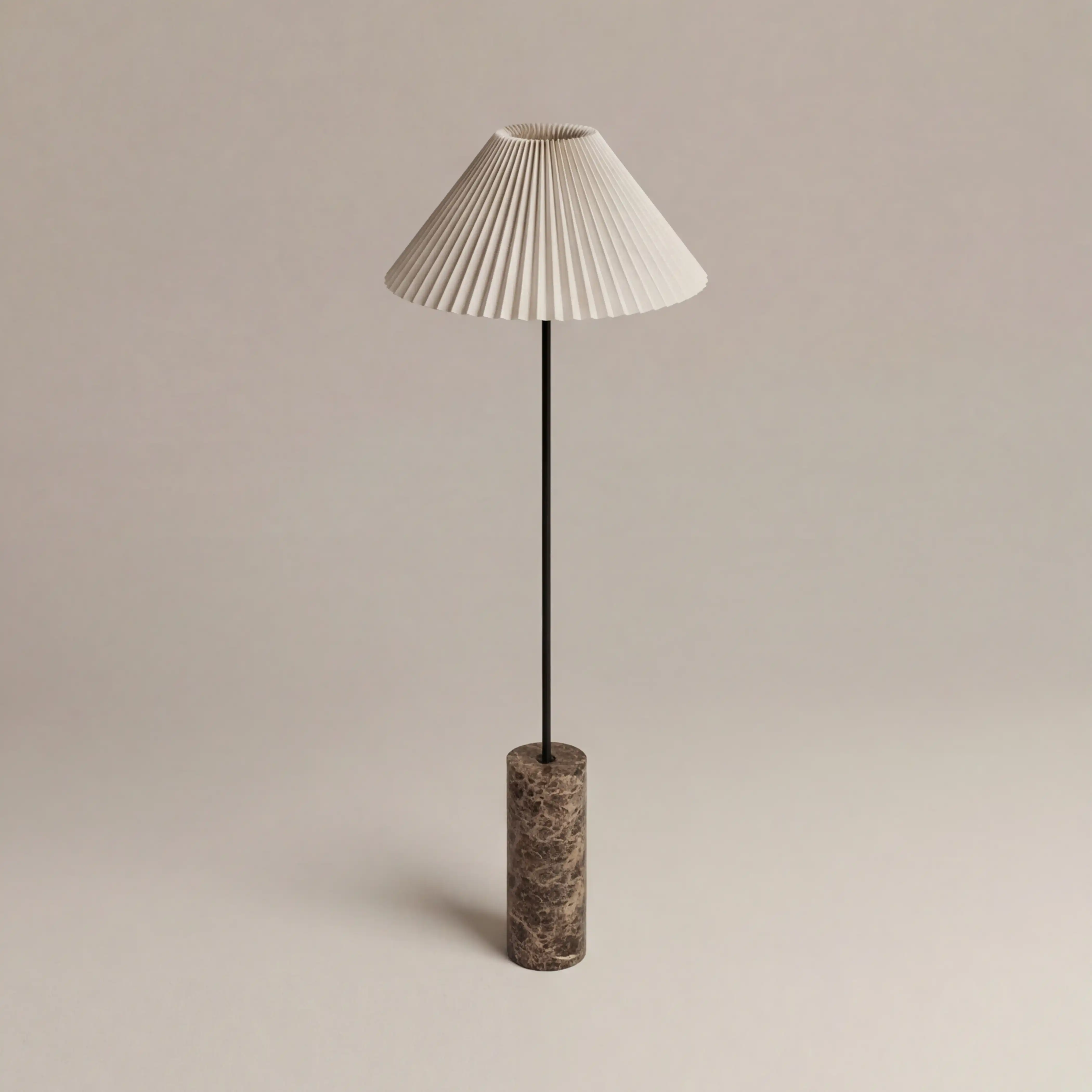 Danika Floor Lamp | Natural Linen & Brown Marble - Image 4