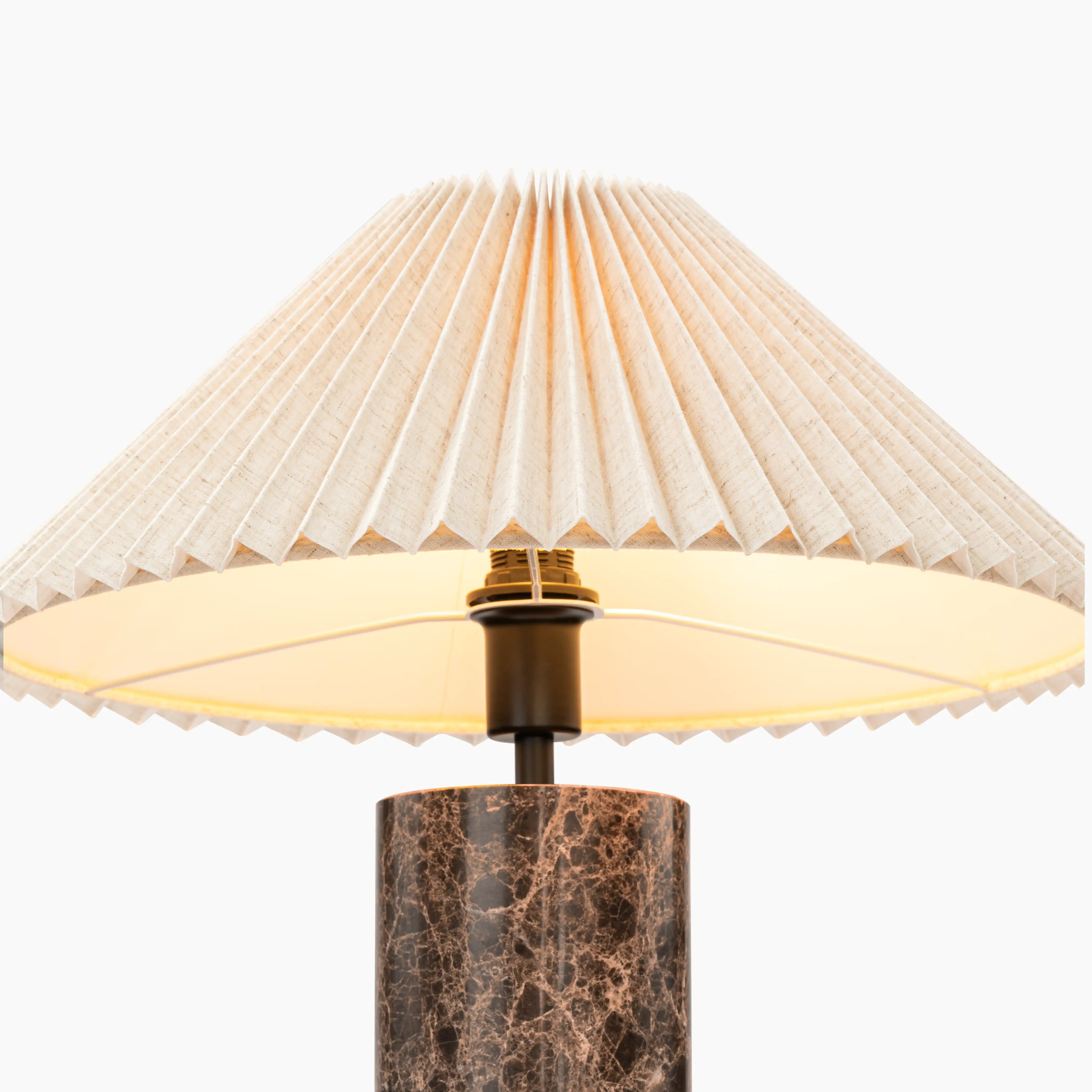 Danika Table Lamp | Natural Linen & Brown Marble - Image 6
