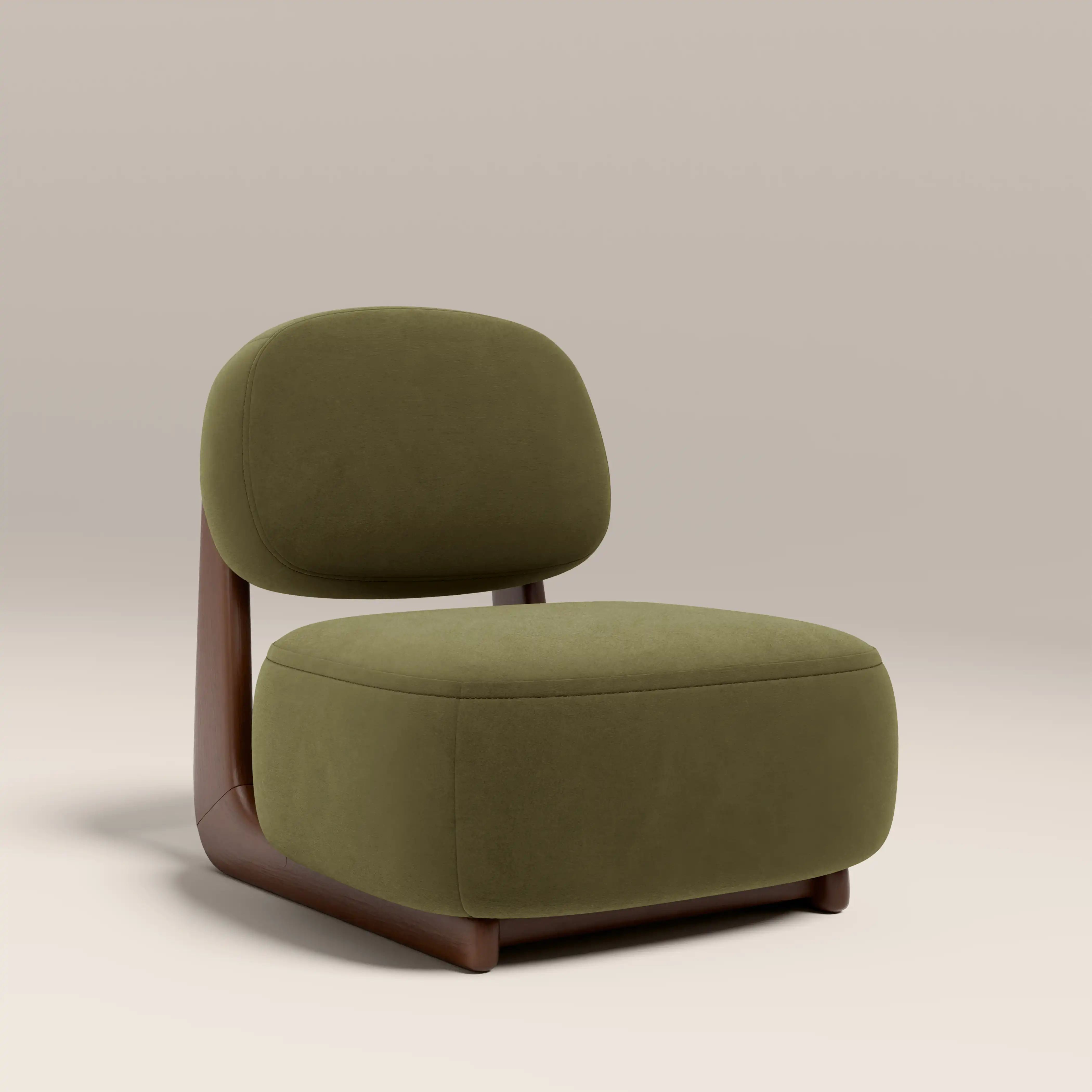 Didsbury Accent Chair | Moss Green Sustainable Mohair Velvet & Walnut - Image 2