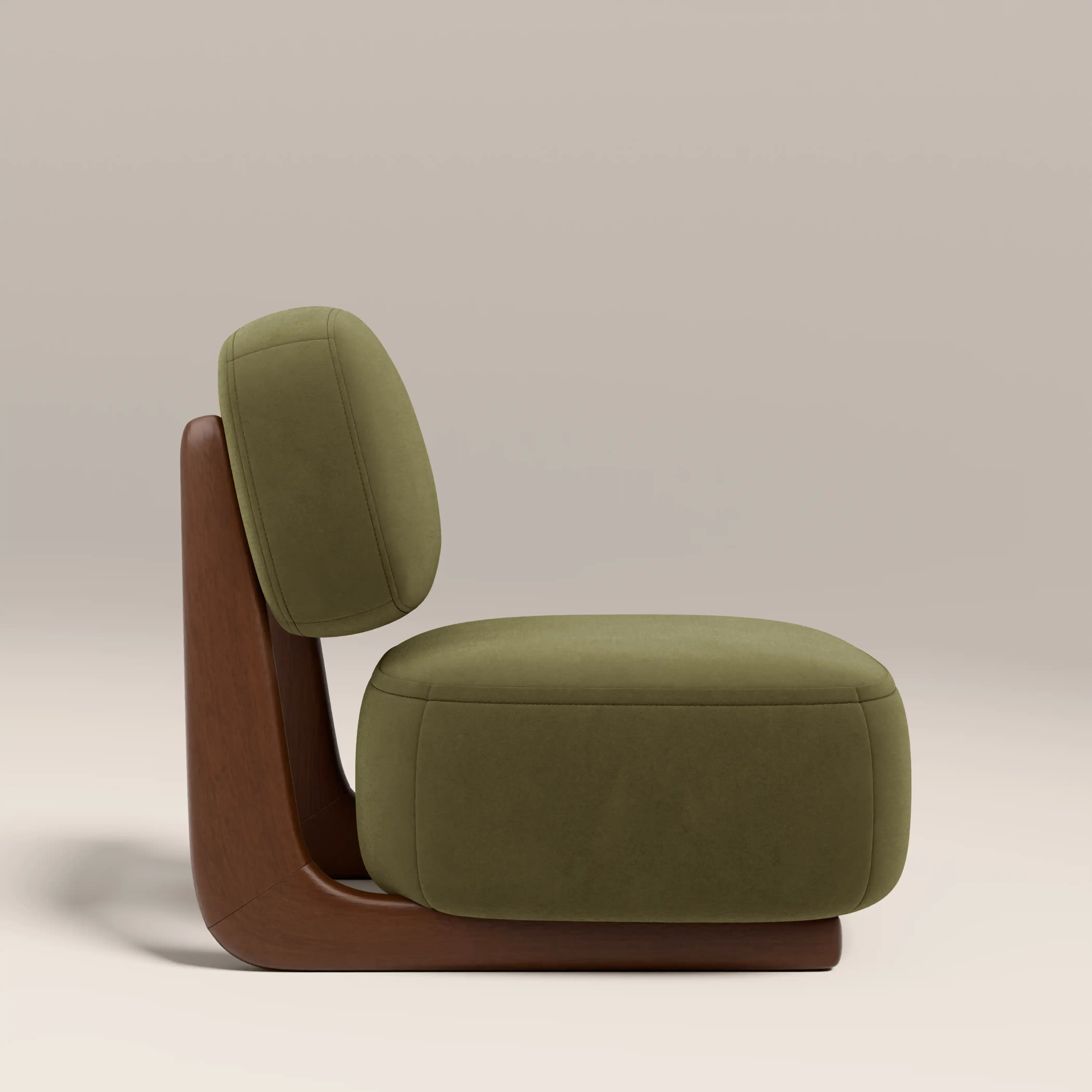 Didsbury Accent Chair | Moss Green Sustainable Mohair Velvet & Walnut - Image 5