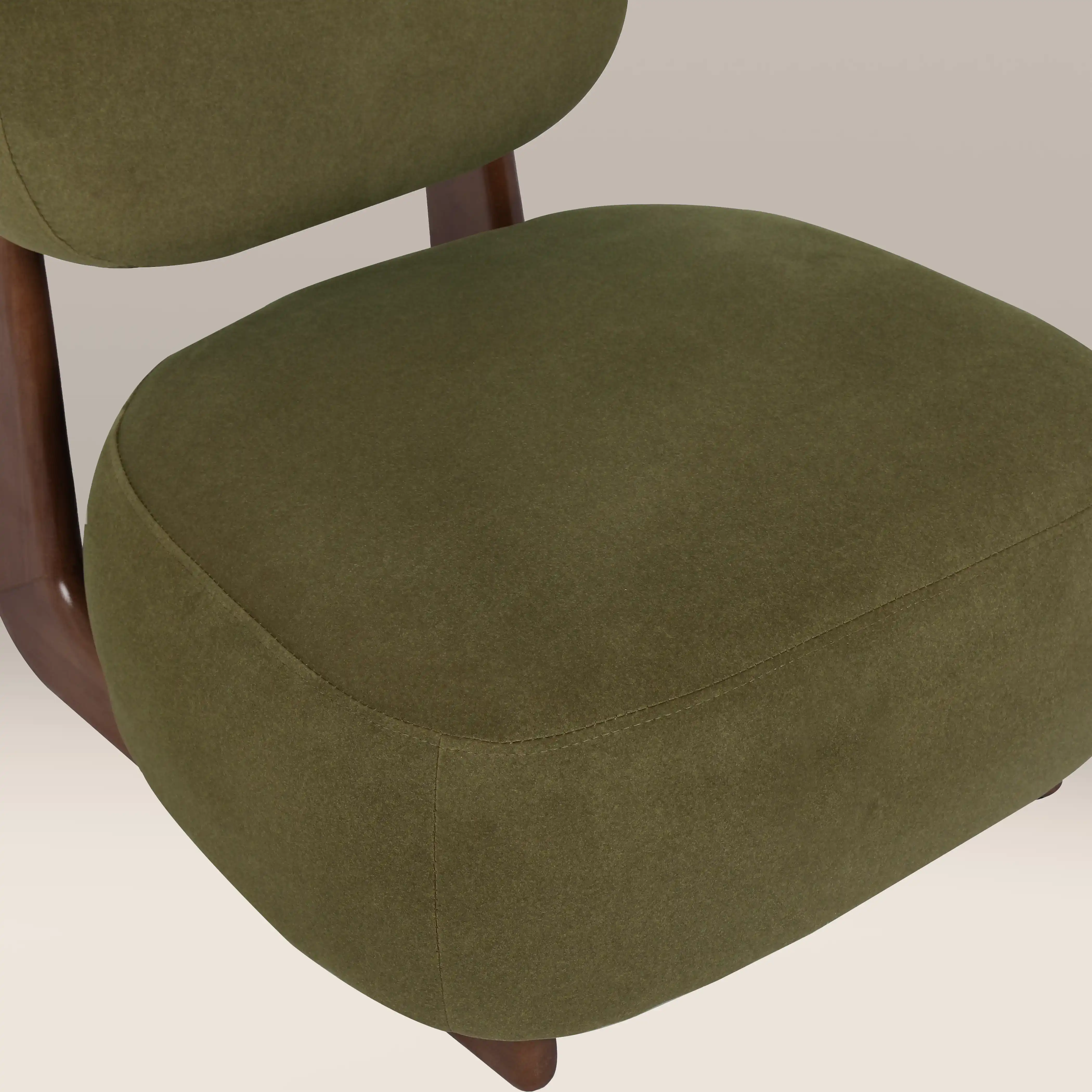 Didsbury Accent Chair | Moss Green Sustainable Mohair Velvet & Walnut - Image 8
