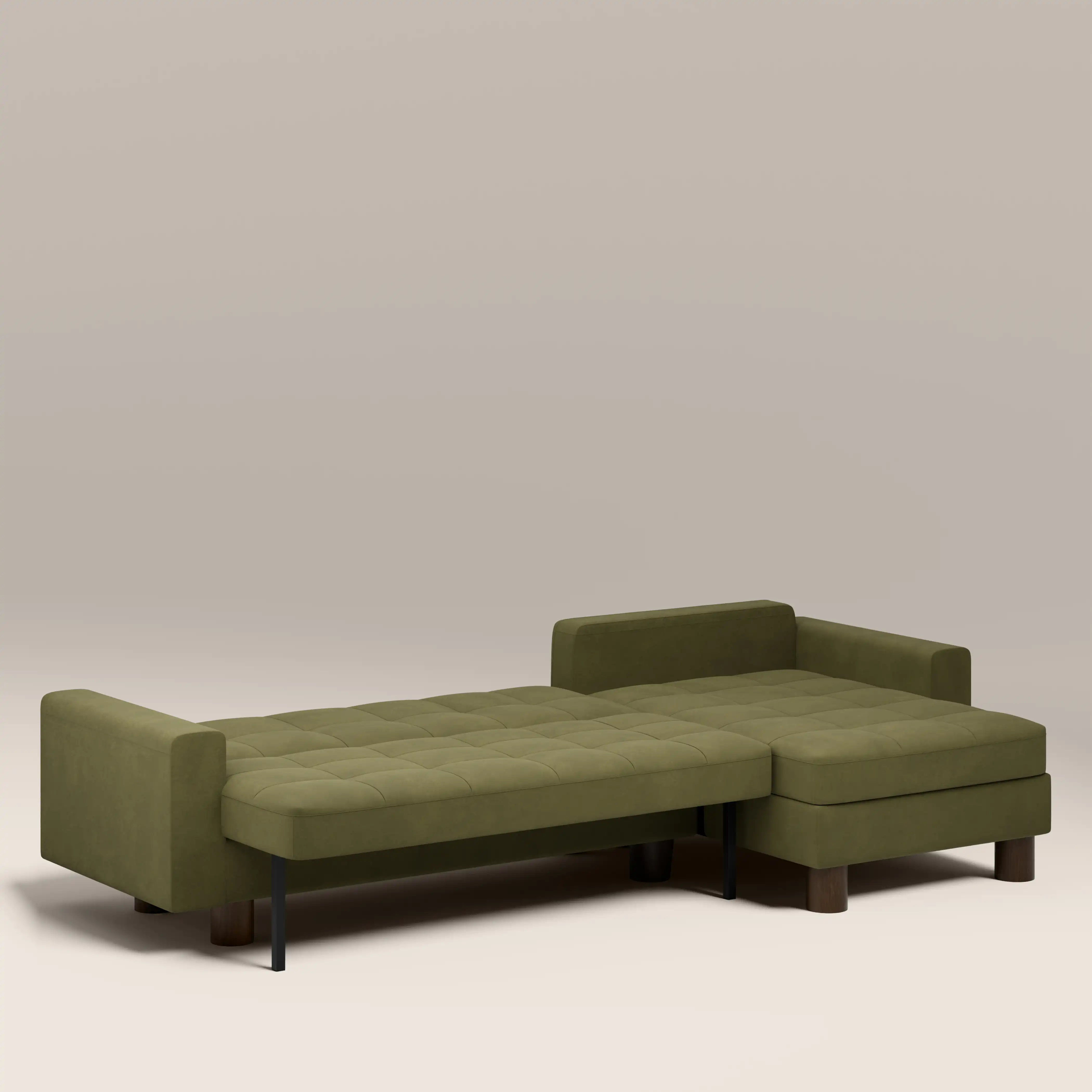 Diego Reversible Corner 3 Seater Sofa Bed | Moss Green Mohair Sustainable Velvet - Image 2