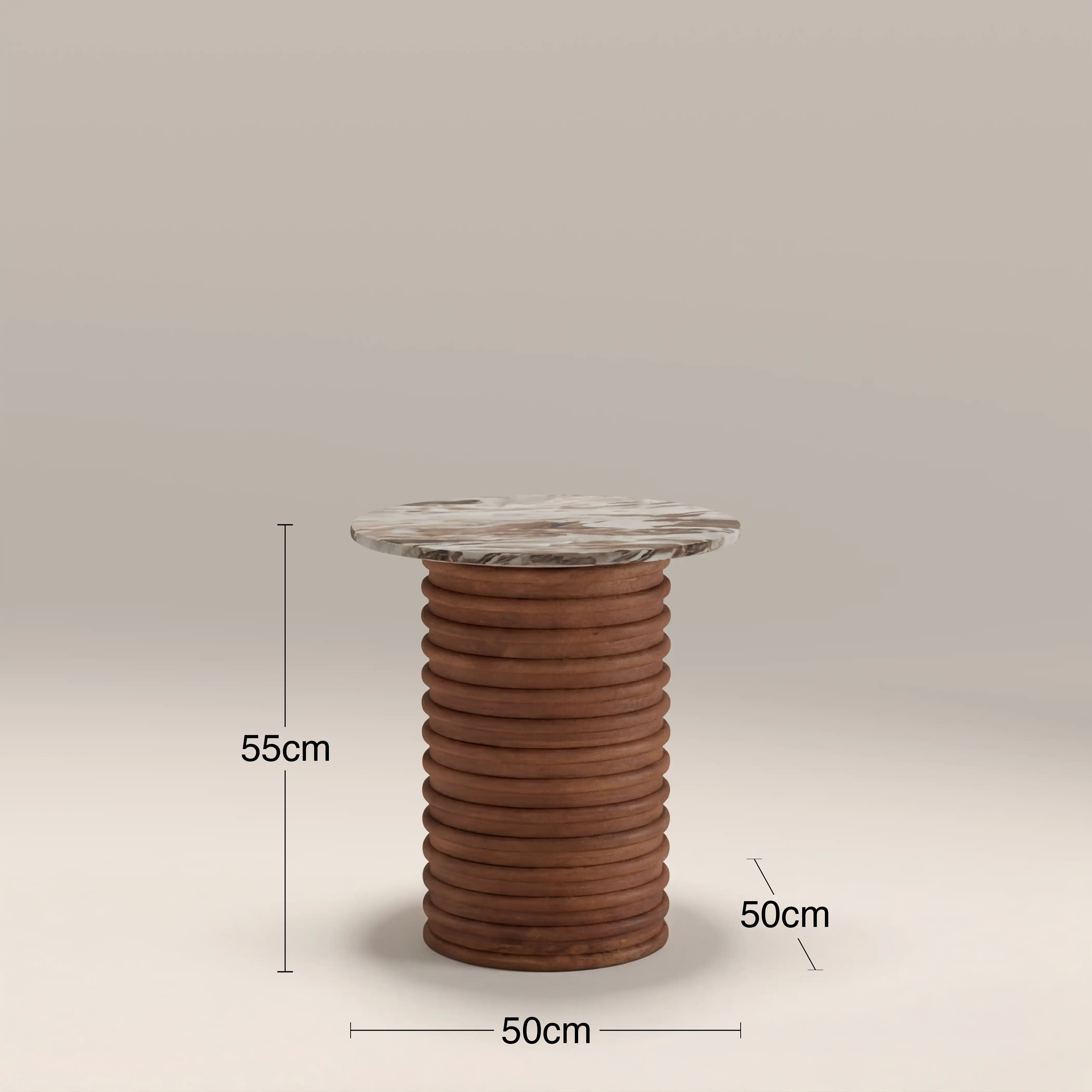 Dita Round Side Table | French Riviera Honed Marble & Walnut - Image 6