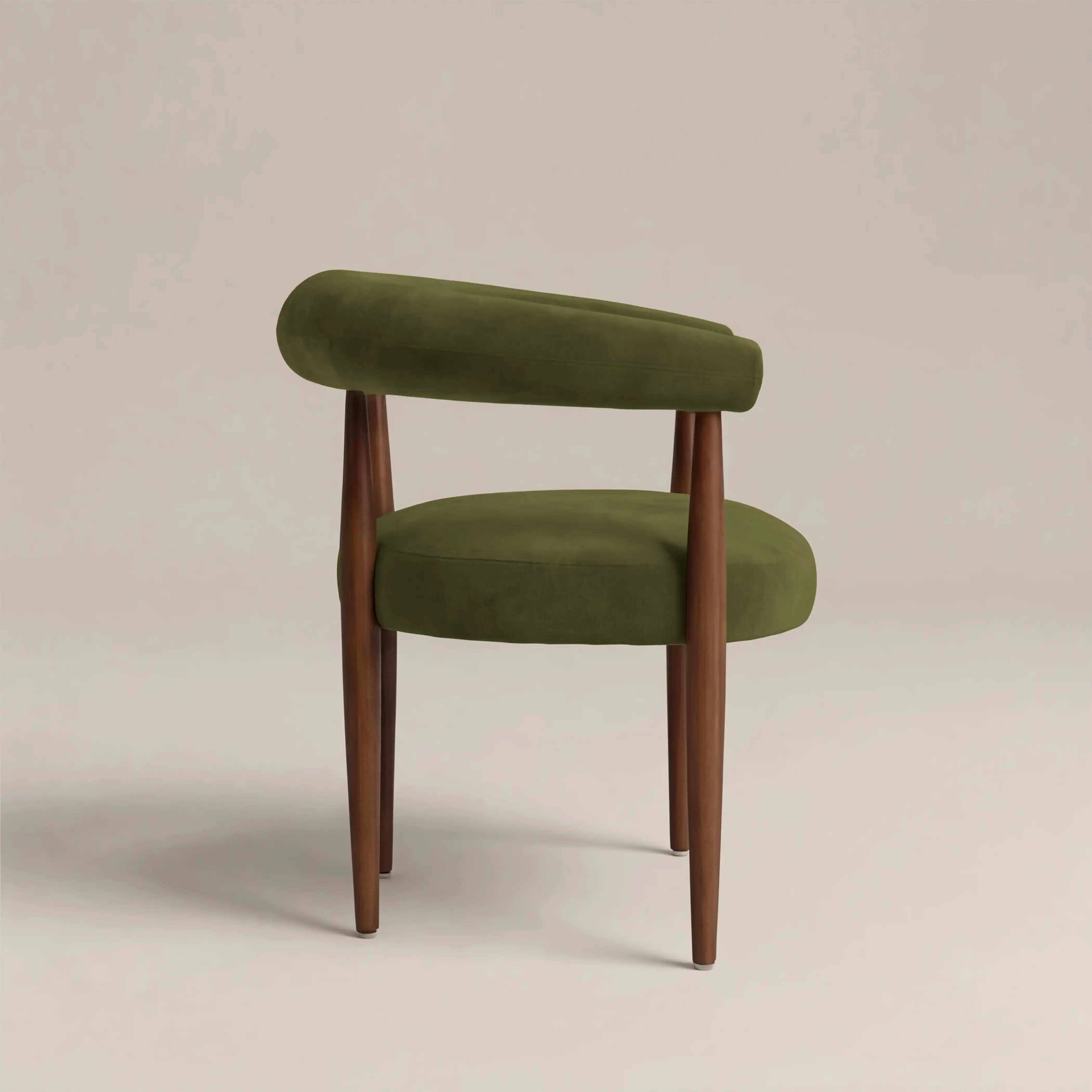 Elan Carver Dining Chair | Olive Green Sustainable Velvet & Walnut - Image 5