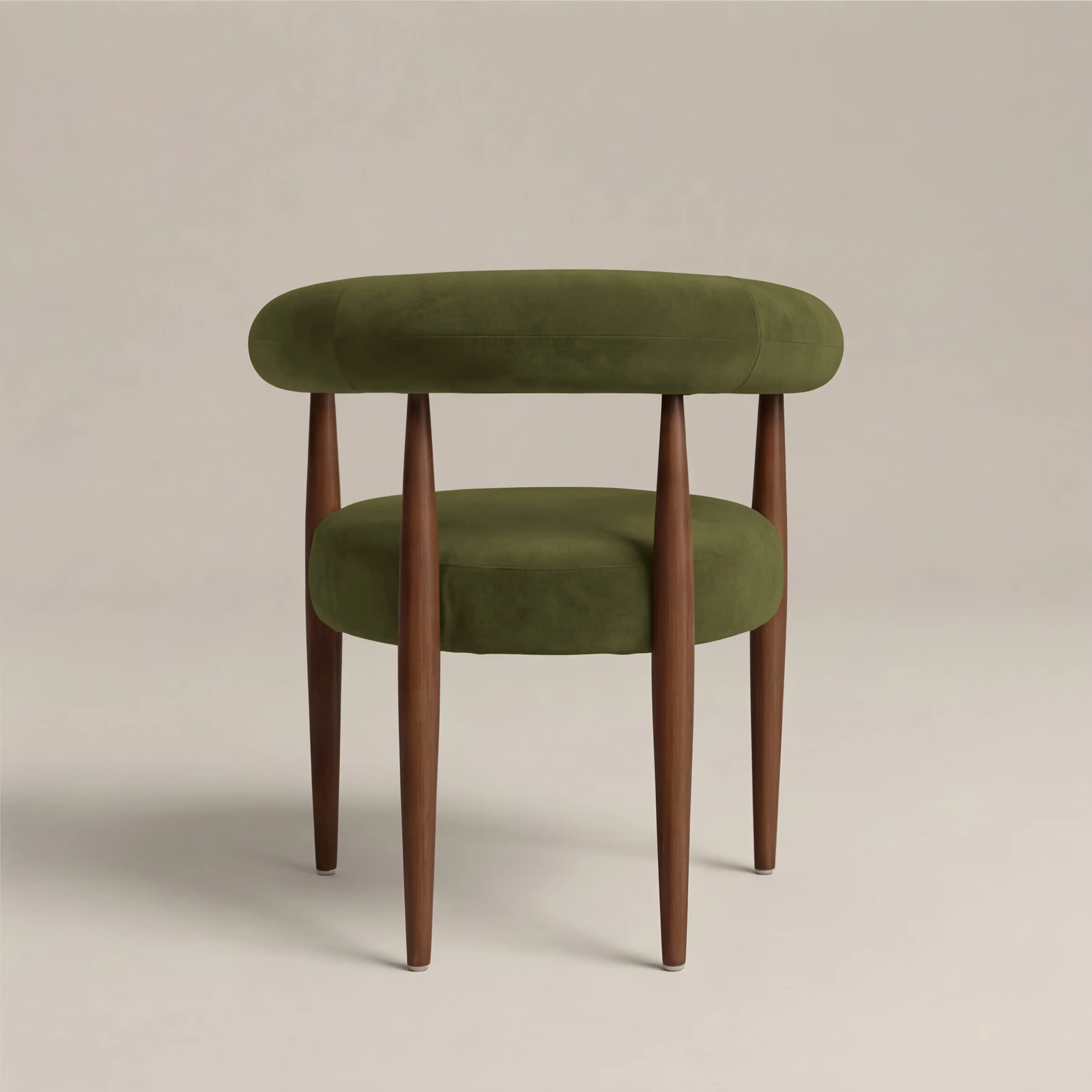Elan Carver Dining Chair | Olive Green Sustainable Velvet & Walnut - Image 6