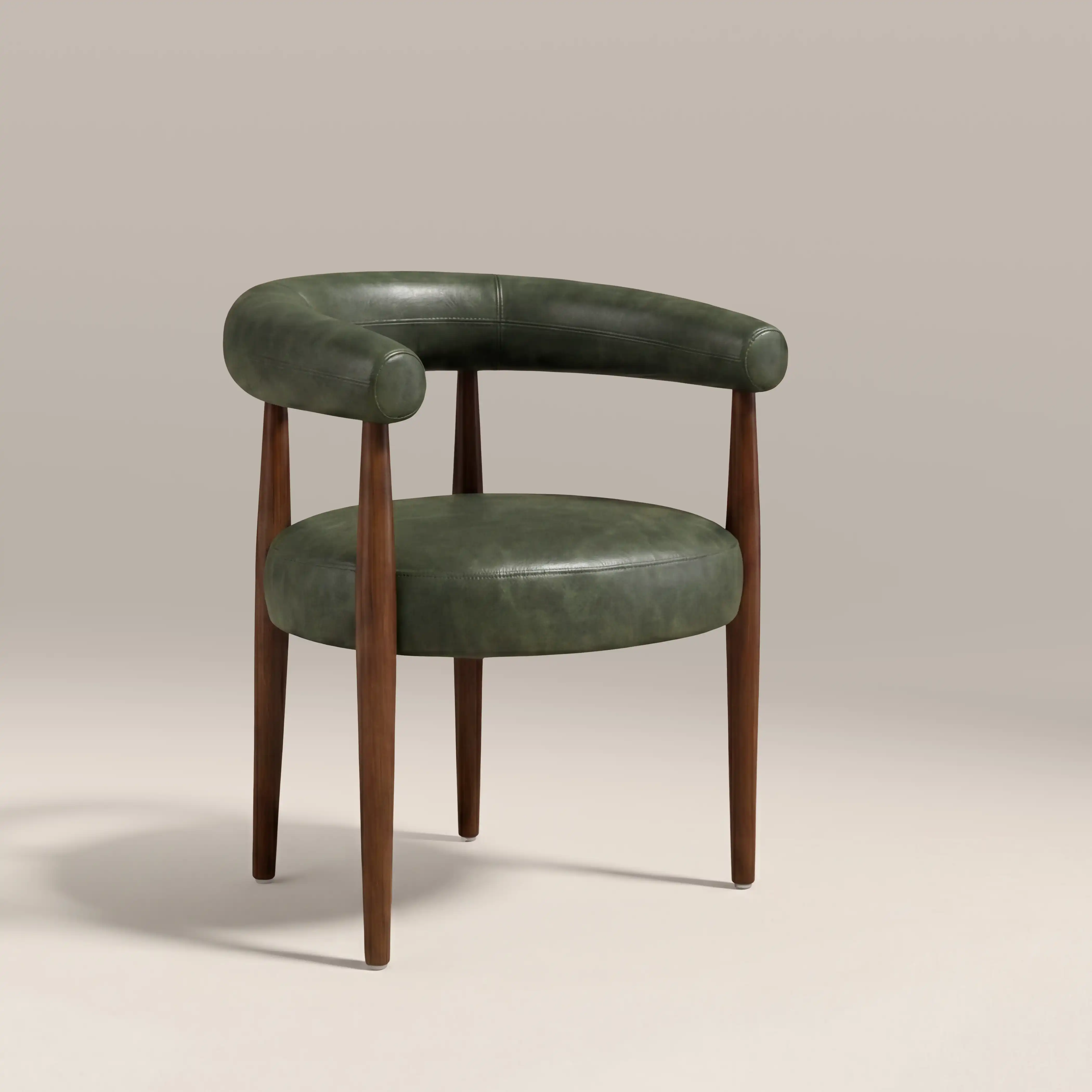Elan Carver Dining Chair | Vintage Green Faux Leather & Walnut - Image 2
