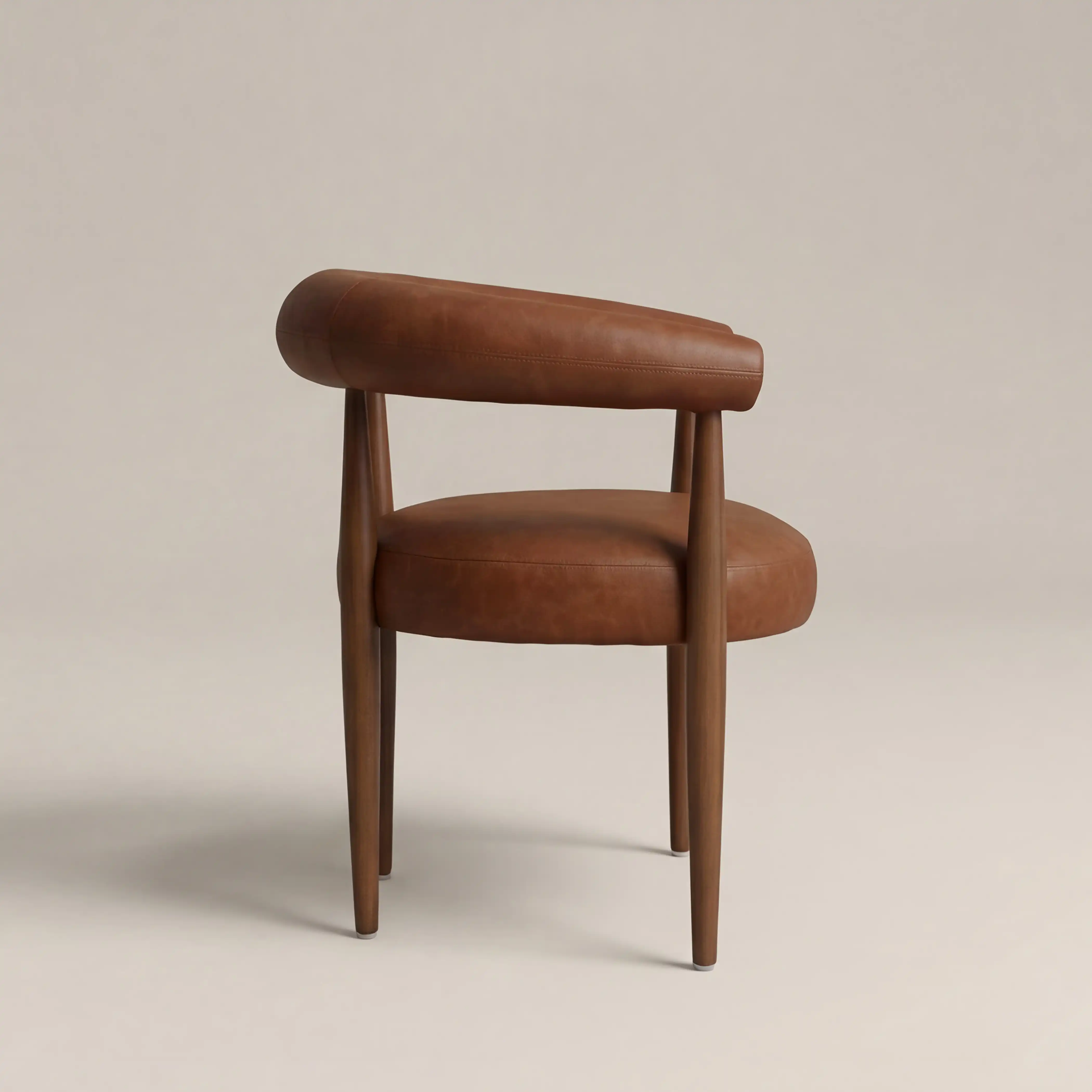 Elan Carver Dining Chair | Vintage Tan Faux Leather & Walnut - Image 5