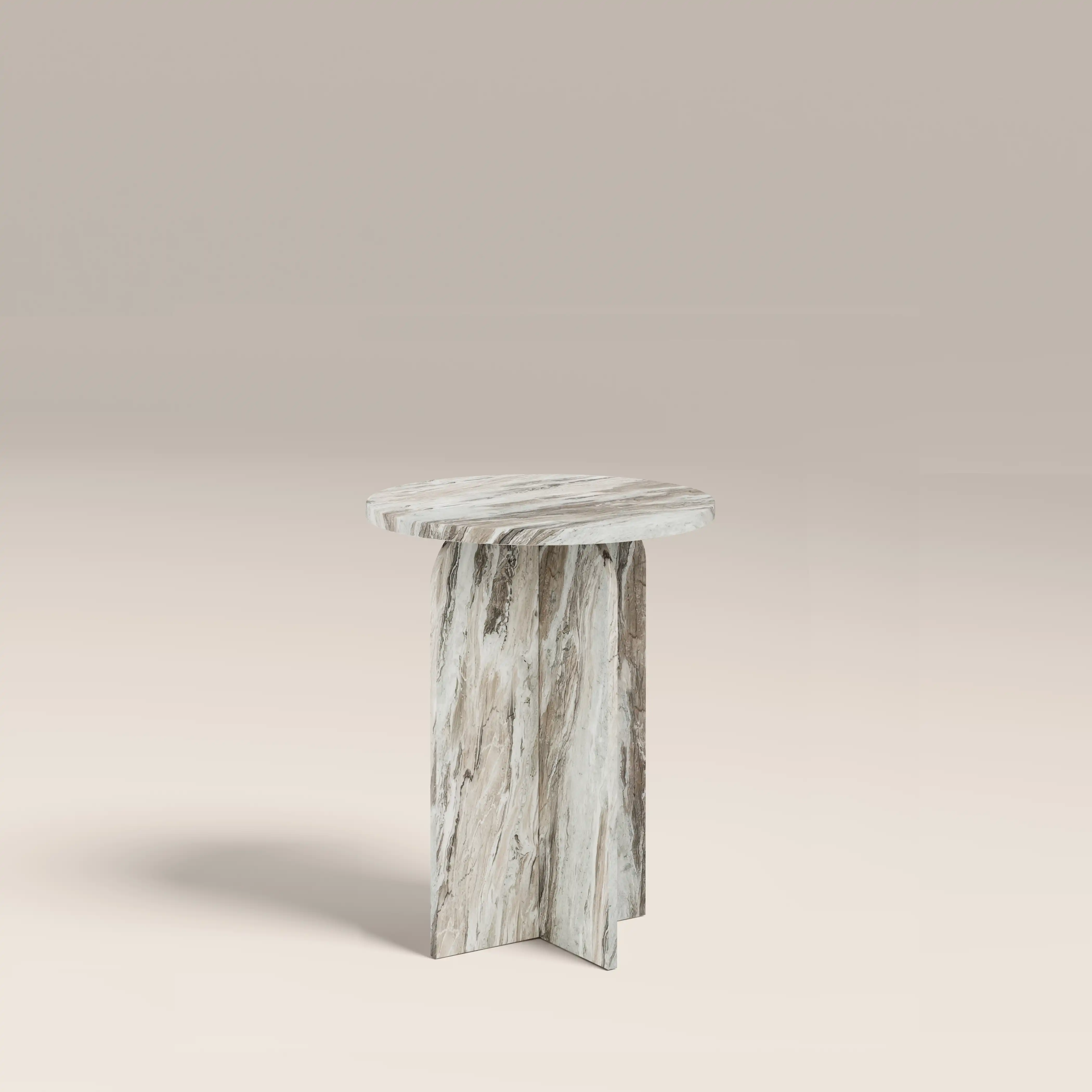 Eli Round Side Table | Brown Marble - Image 3
