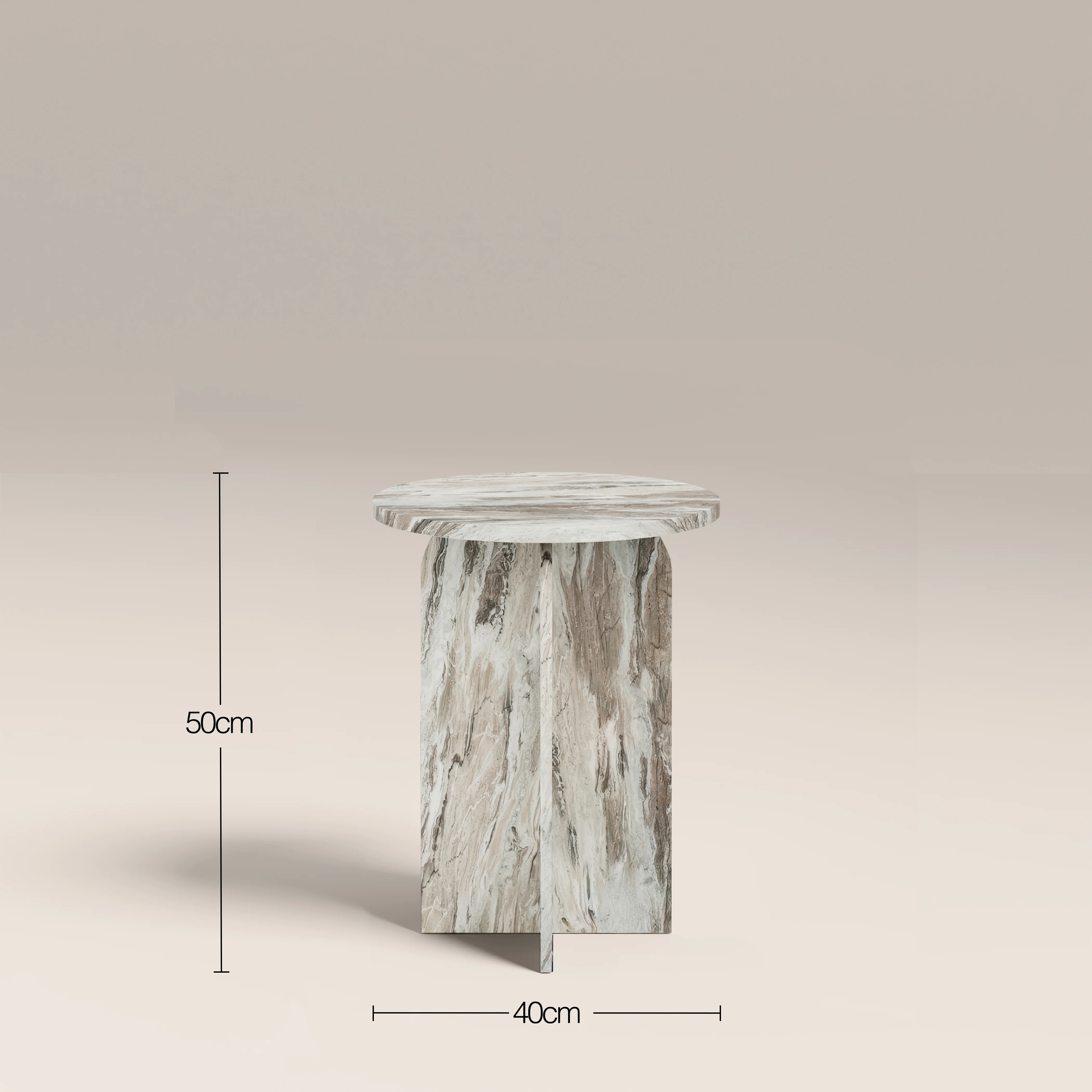 Eli Round Side Table | Brown Marble - Image 4