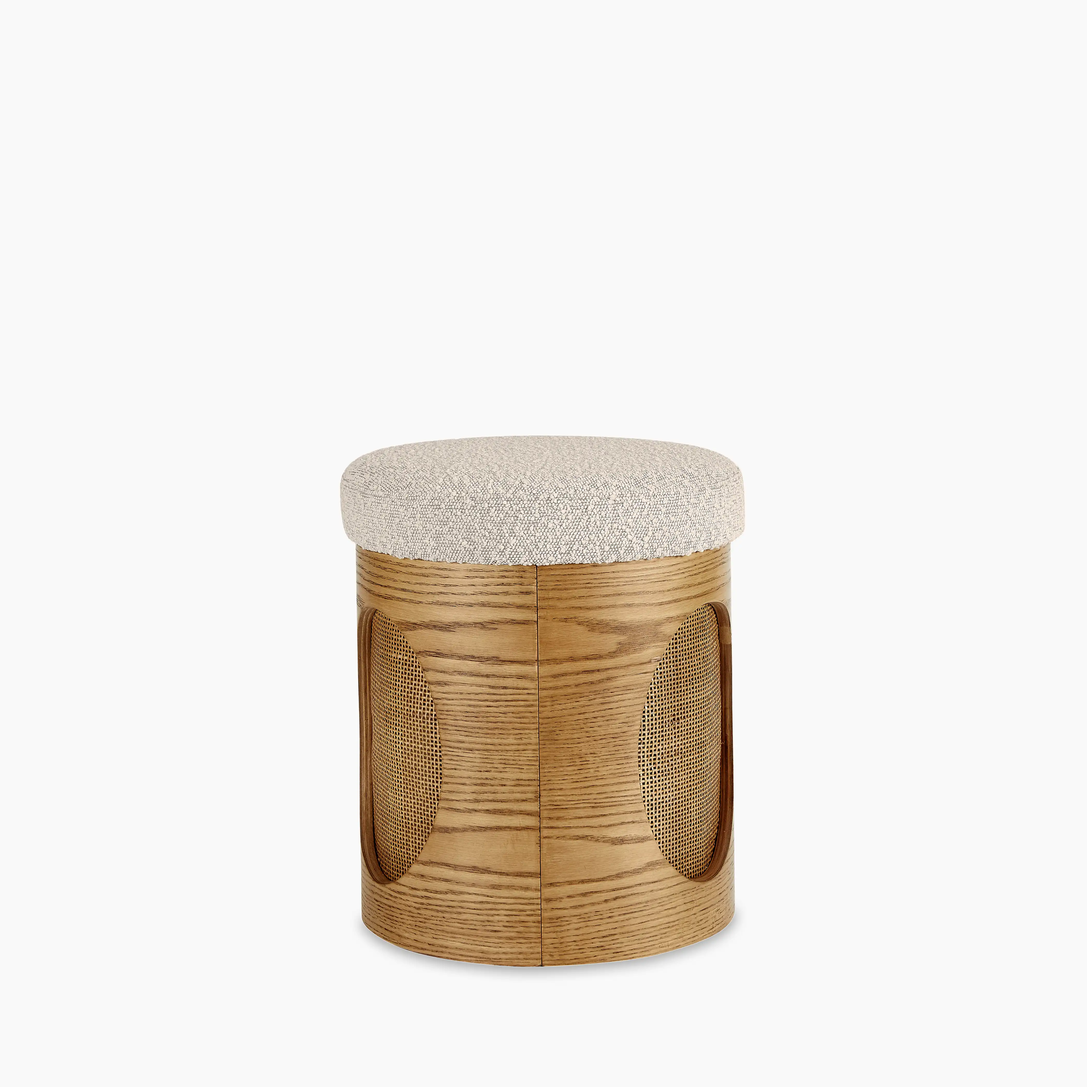 Elton Pouffe | Speckled Stone Sustainable Boucle & Oak - Image 2
