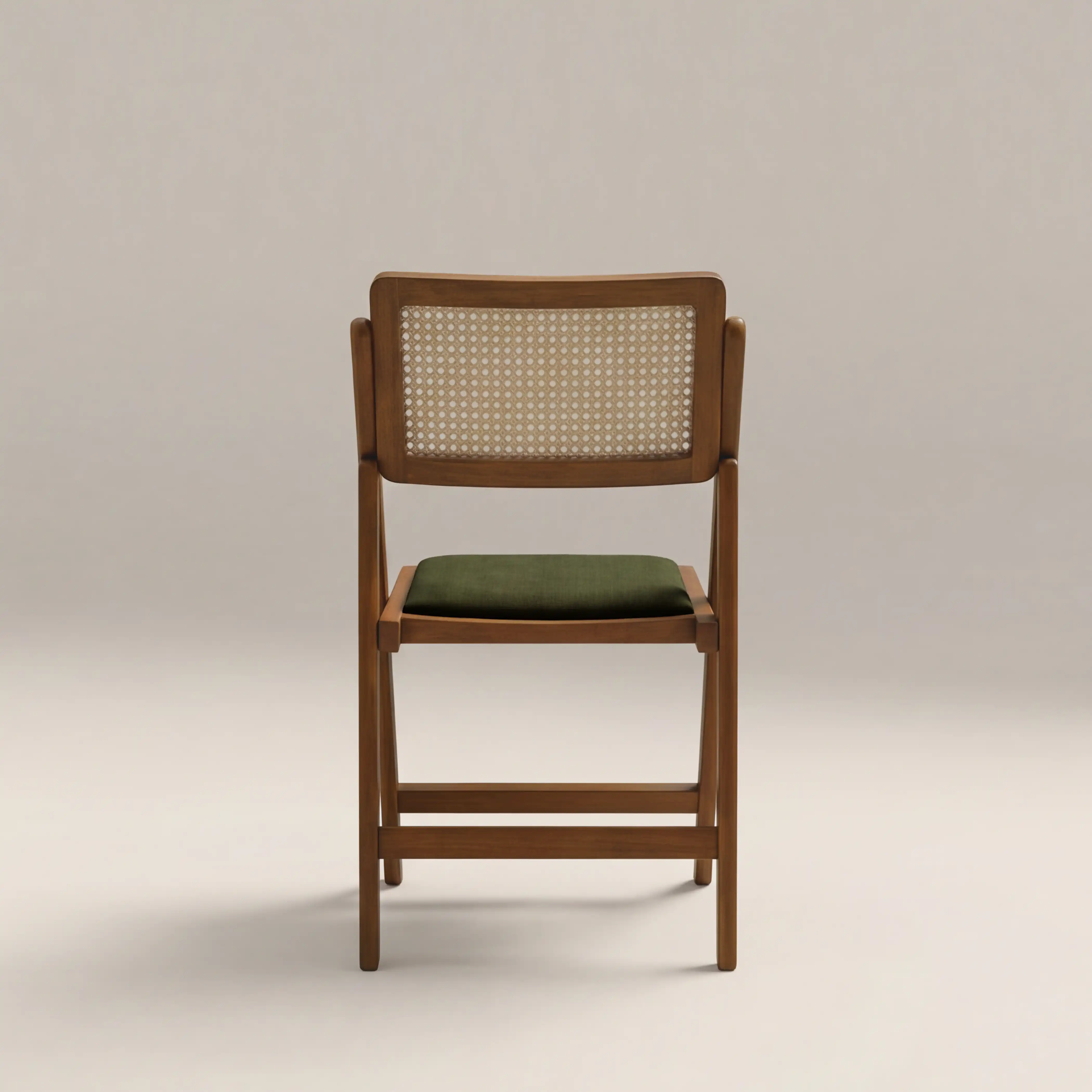 Elynn Folding Wooden Dining Chair | Olive Green Sustainable Velvet & Walnut - Image 5
